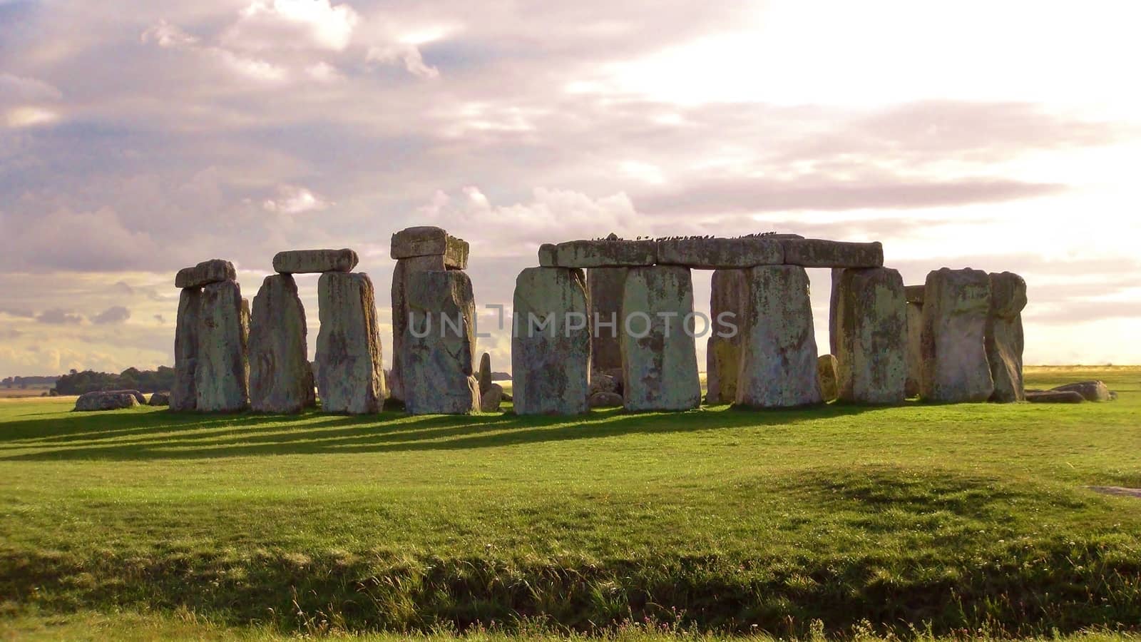 Stonehenge on bright cloudy day