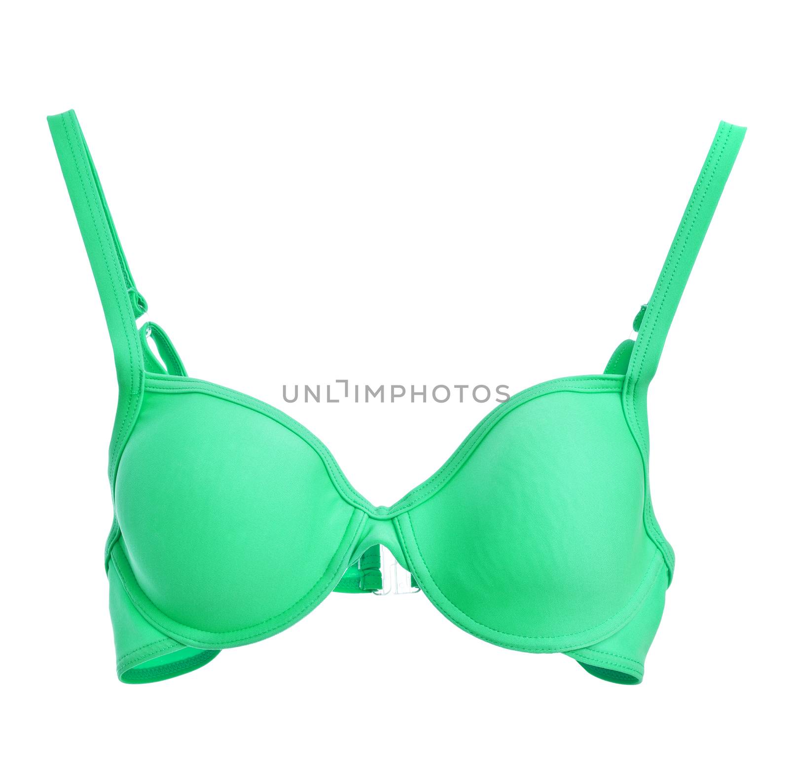 Green Cotton Bra isolated on white background by gemenacom