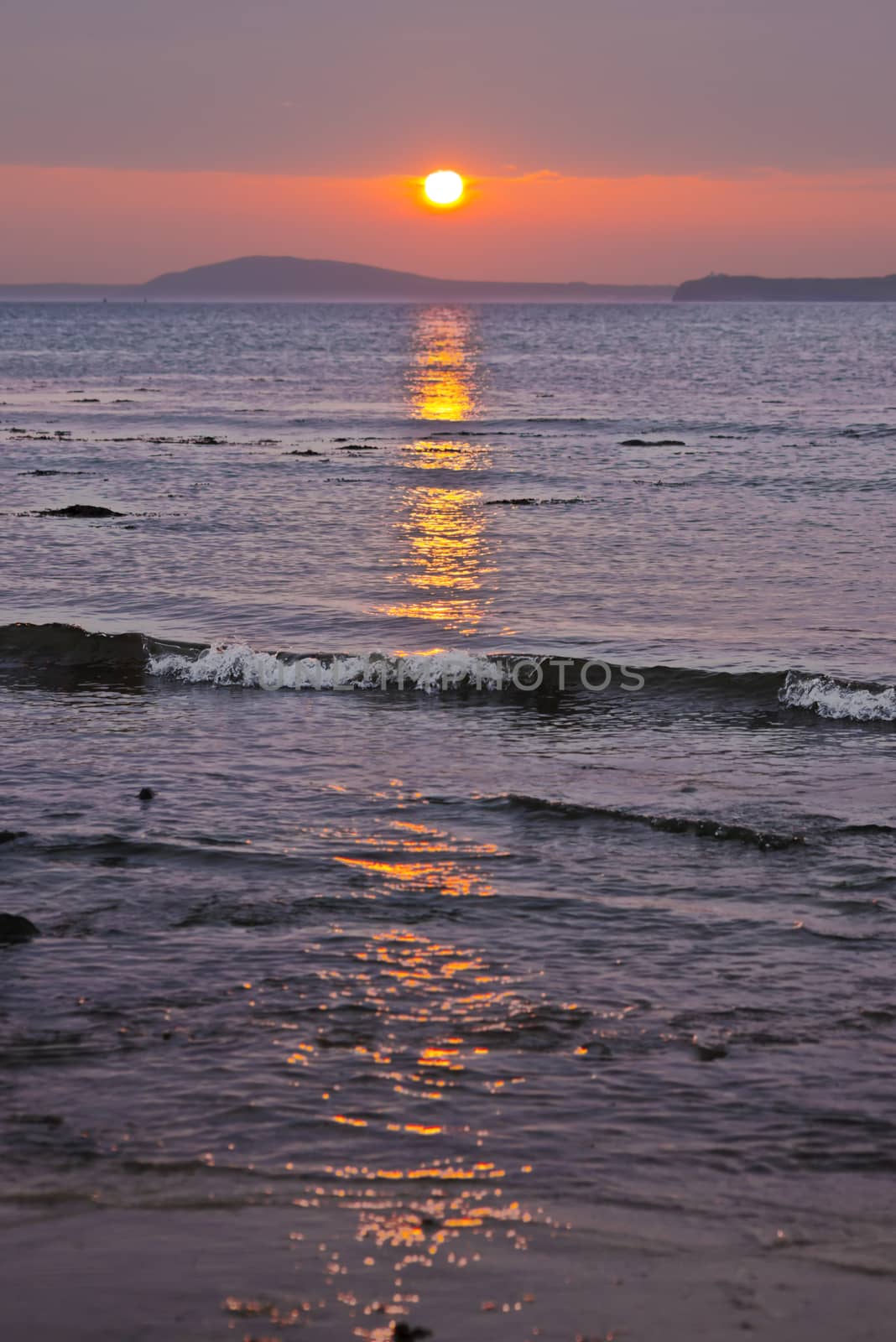 beal beach near ballybunion on the wild atlantic way ireland with a beautiful red sunset