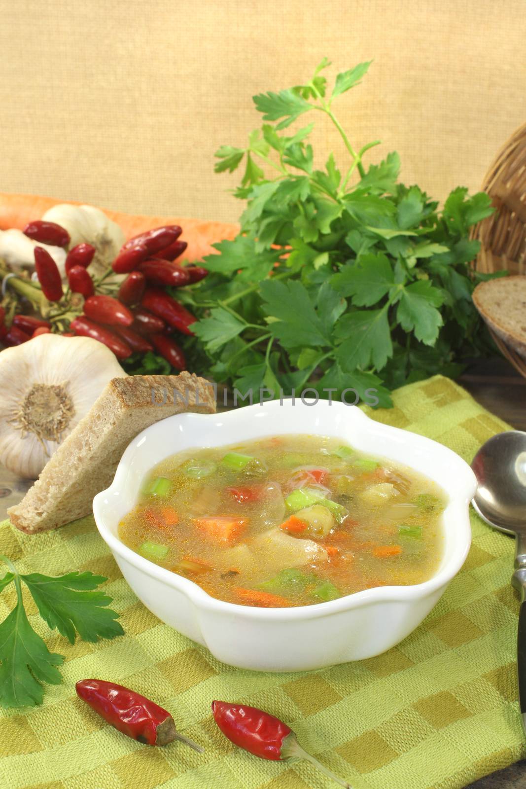 Poultry consomme with smooth parsley by discovery
