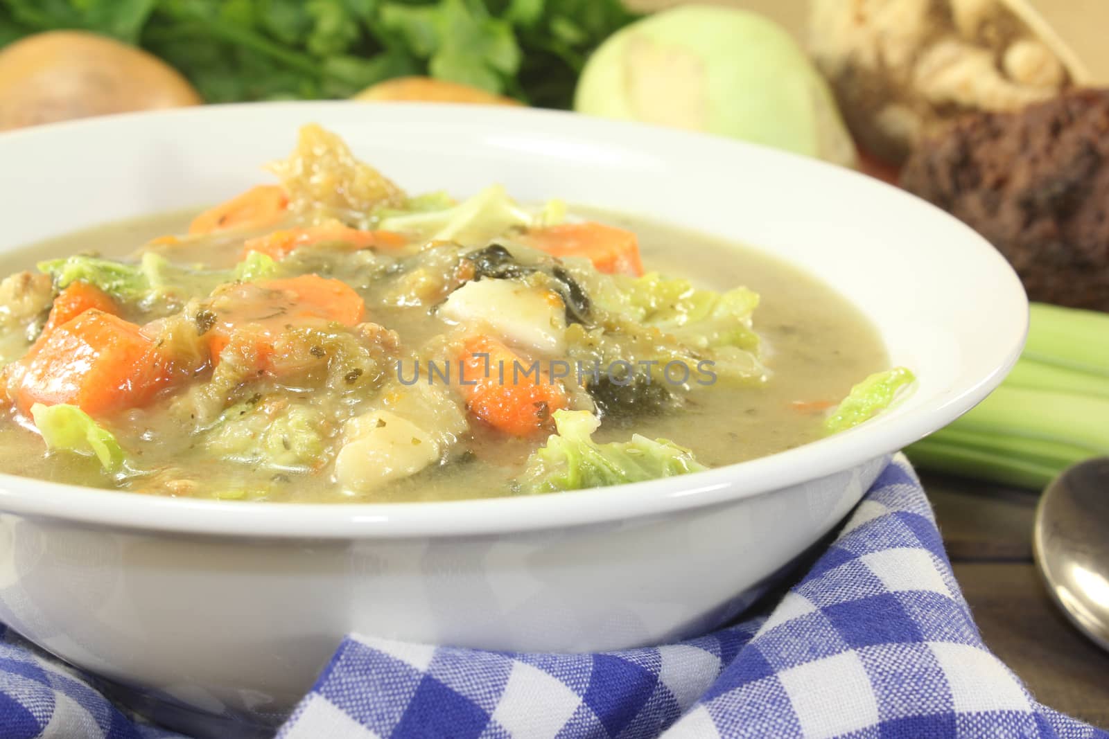 hot hearty cabbage stew with vegetables