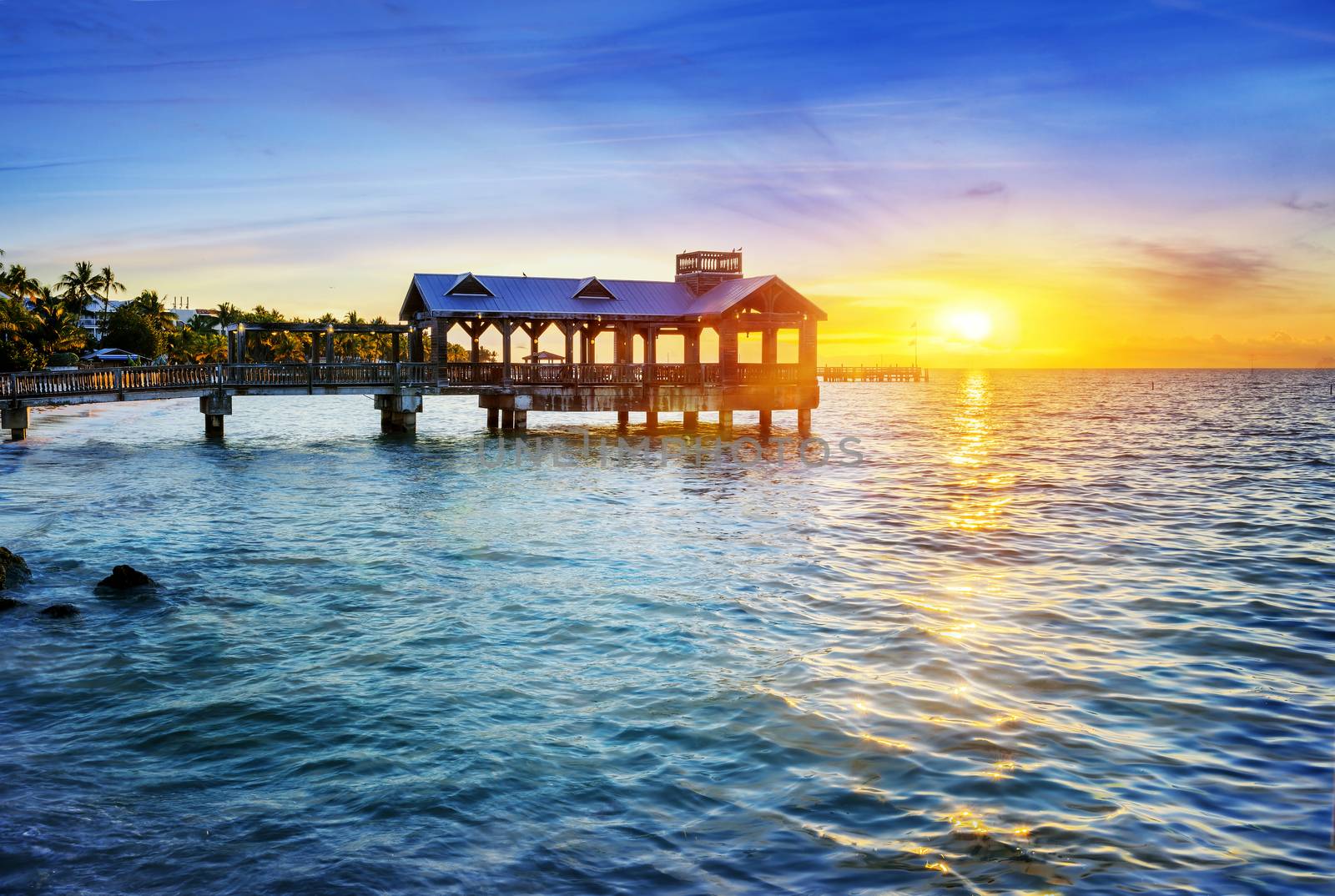 Pier at the beach in Key West, Florida USA 
