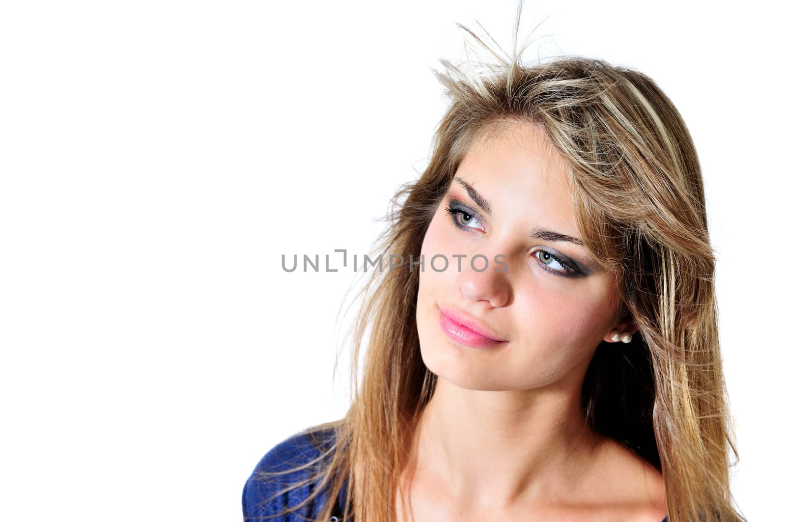 fashion portrait of girl who looking left