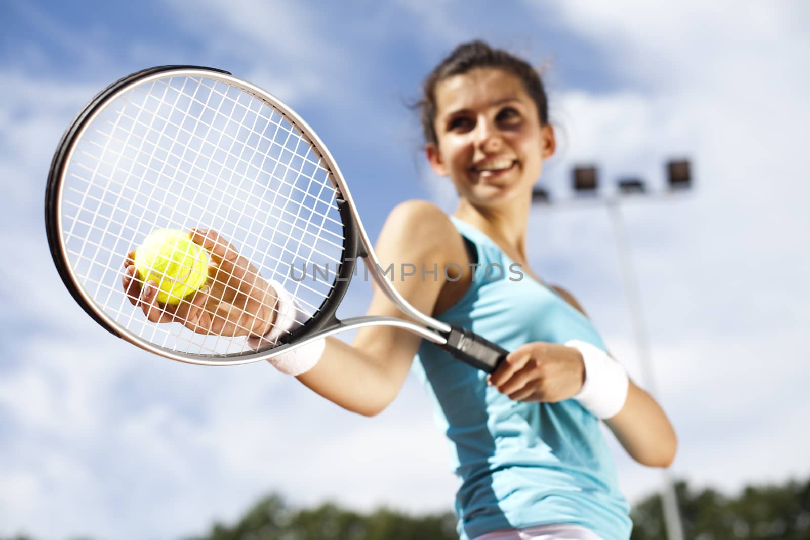 Girl Playing Tennis, summertime saturated theme