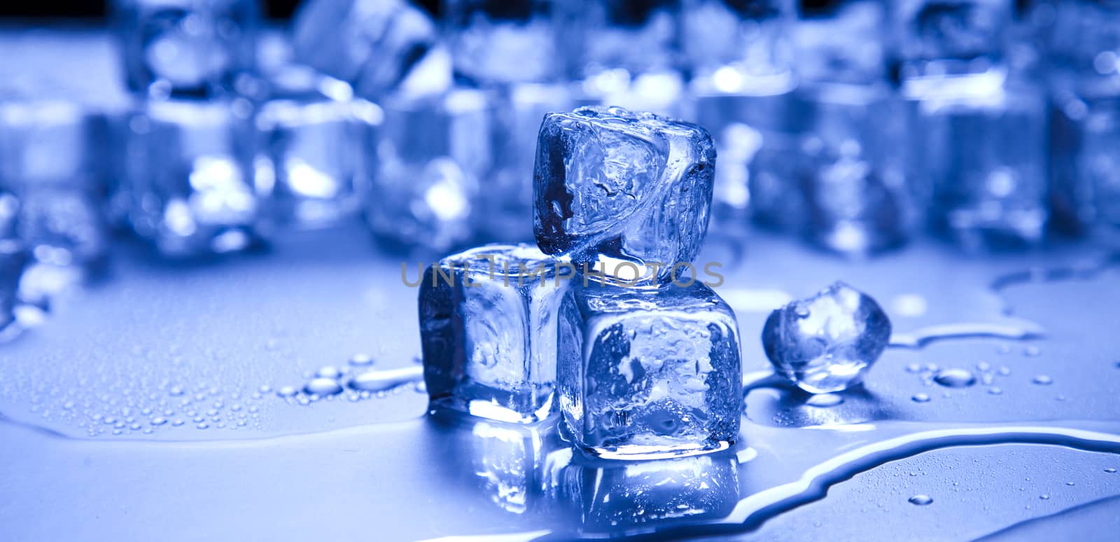 Blue and shiny ice cubes