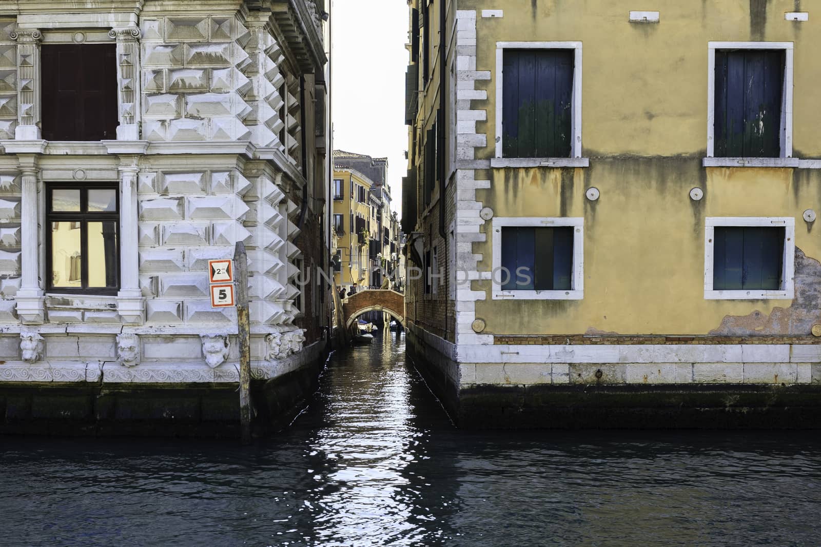 Two palaces of Venice in Italy surrounded by water