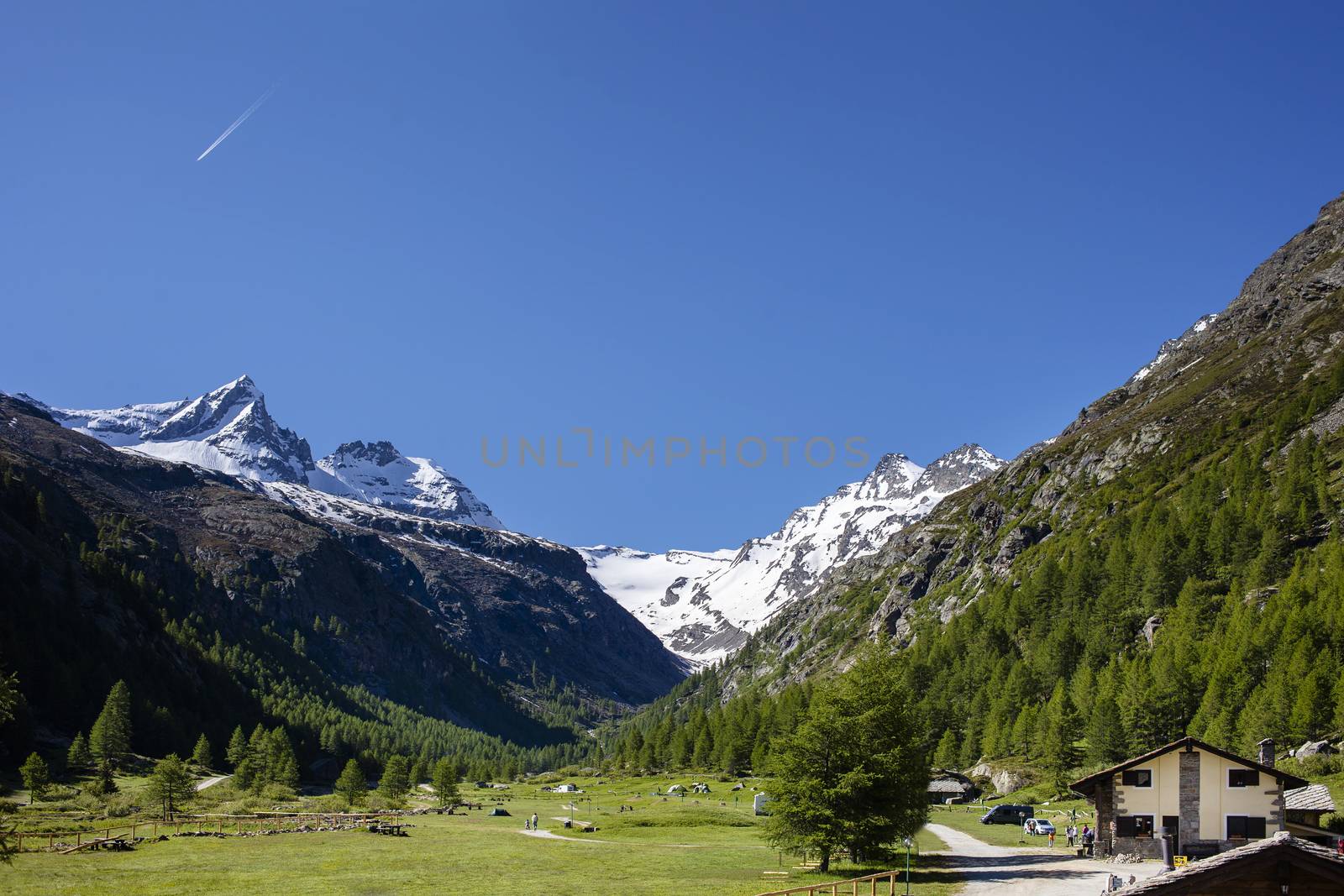 A beautiful camping between the peak of the mountains,Valsavaranche, Aosta, Italy