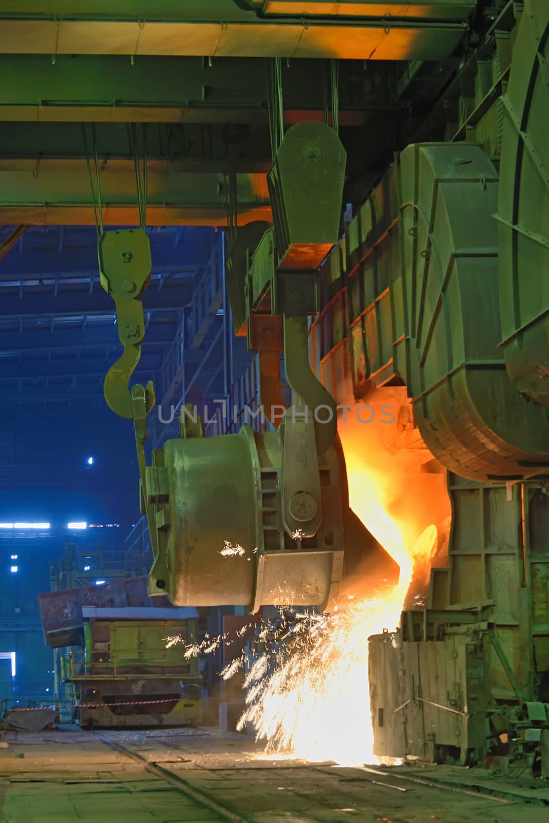 melting ladle inside of steel plant