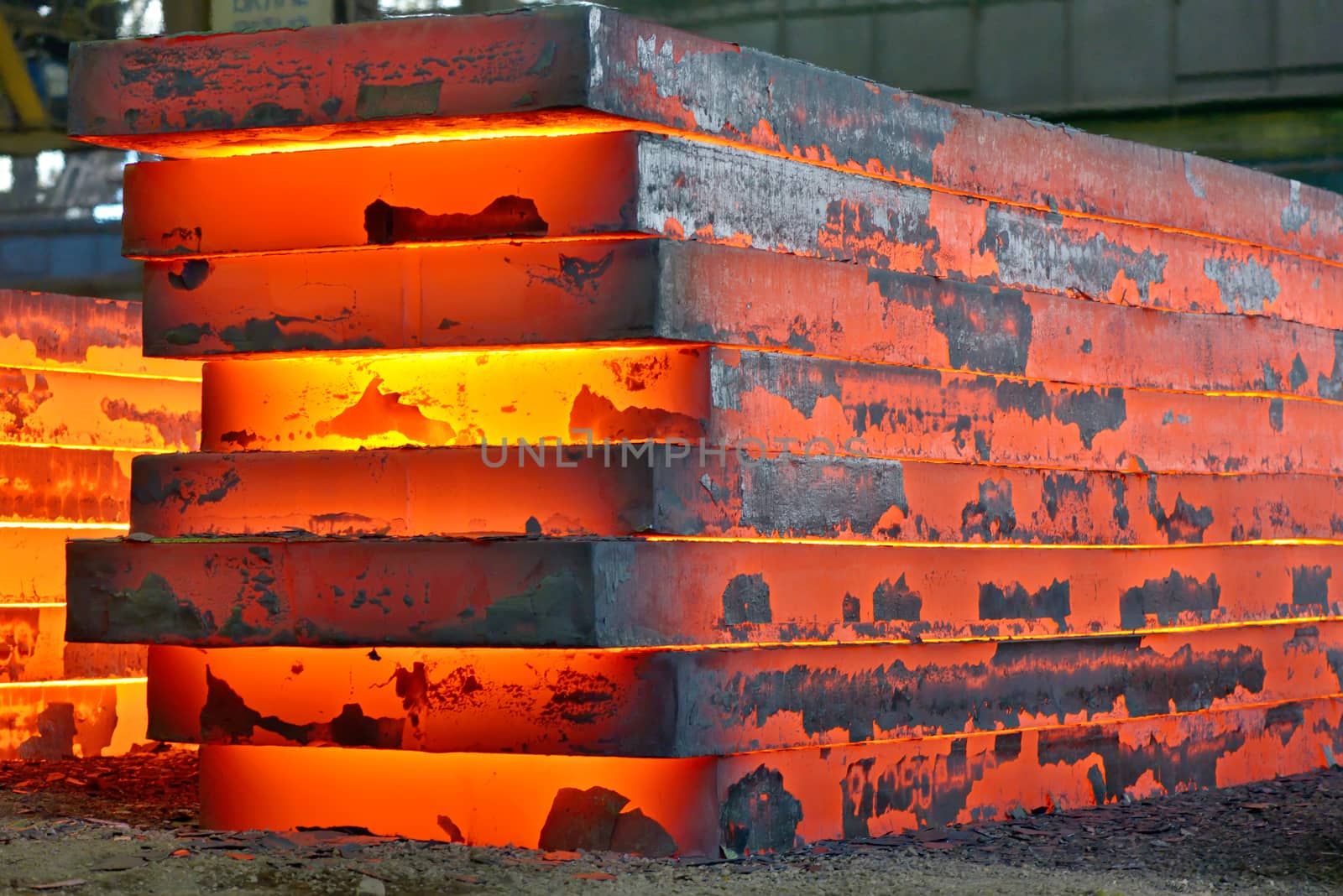 stack of heavy plates inside of plant