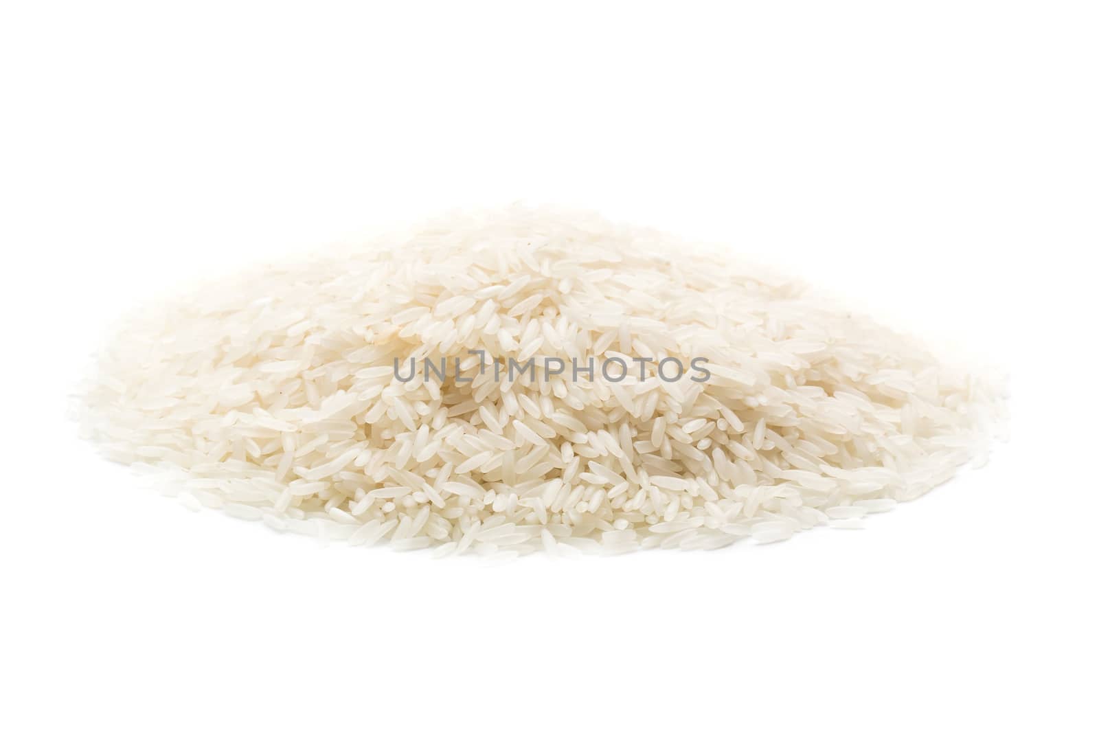 rice on a pile isolated on white background