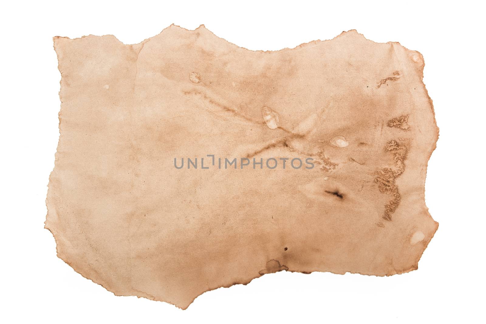 old torn or ripped paper brown texture isolated on white background