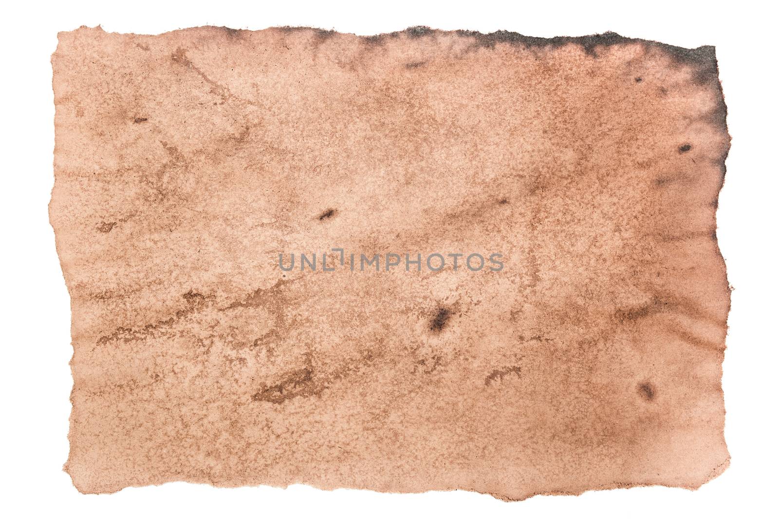 old torn or ripped paper brown texture isolated on white background