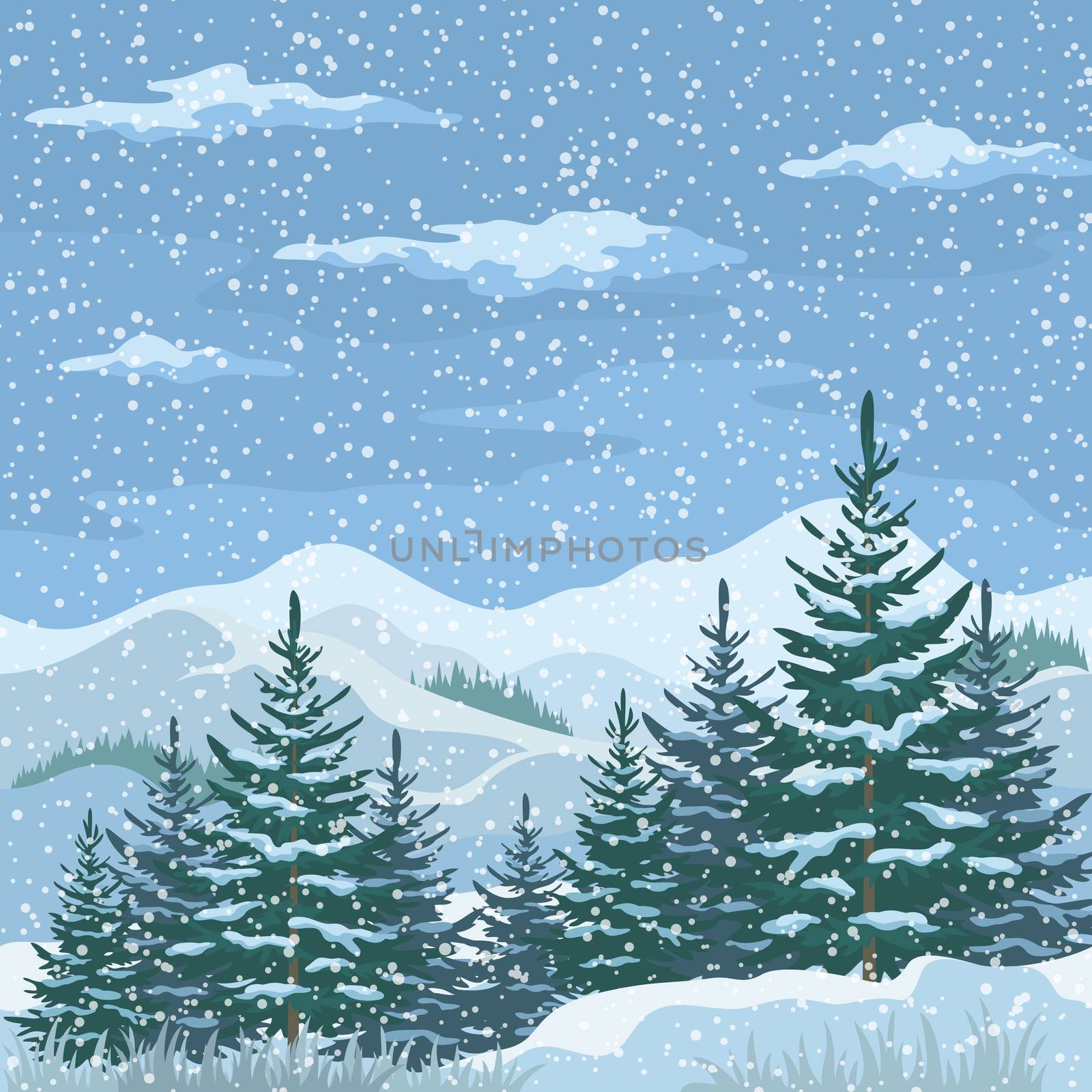 Christmas Winter Mountain Landscape by alexcoolok