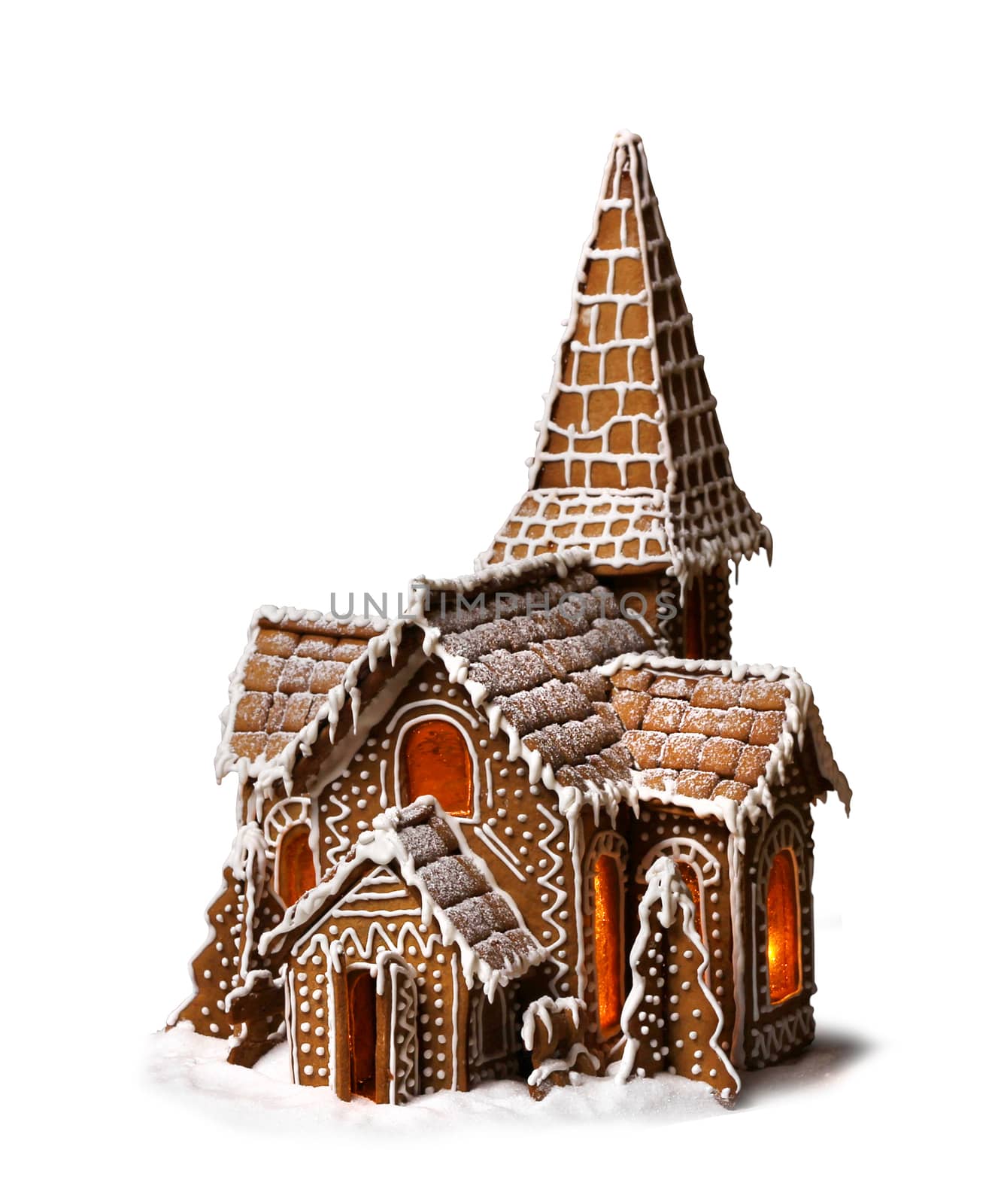 Gingerbread cookies Christmas house isolated on white background