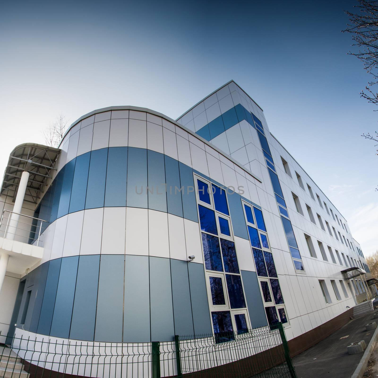 modern offices of glass and steel. architecture details