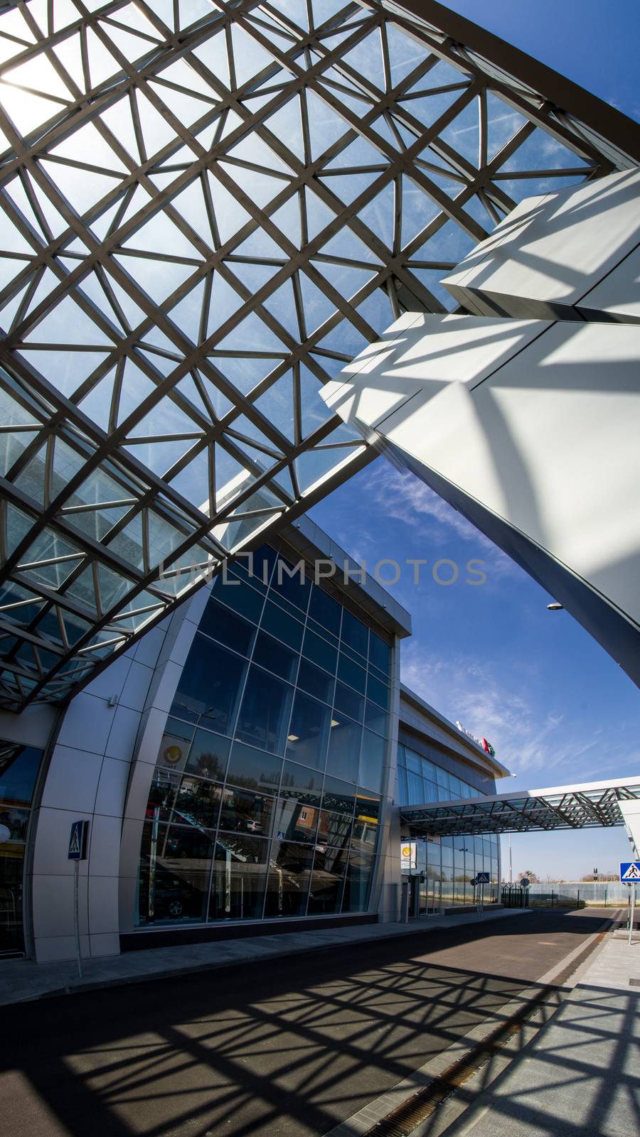 modern offices of glass and steel. architecture details