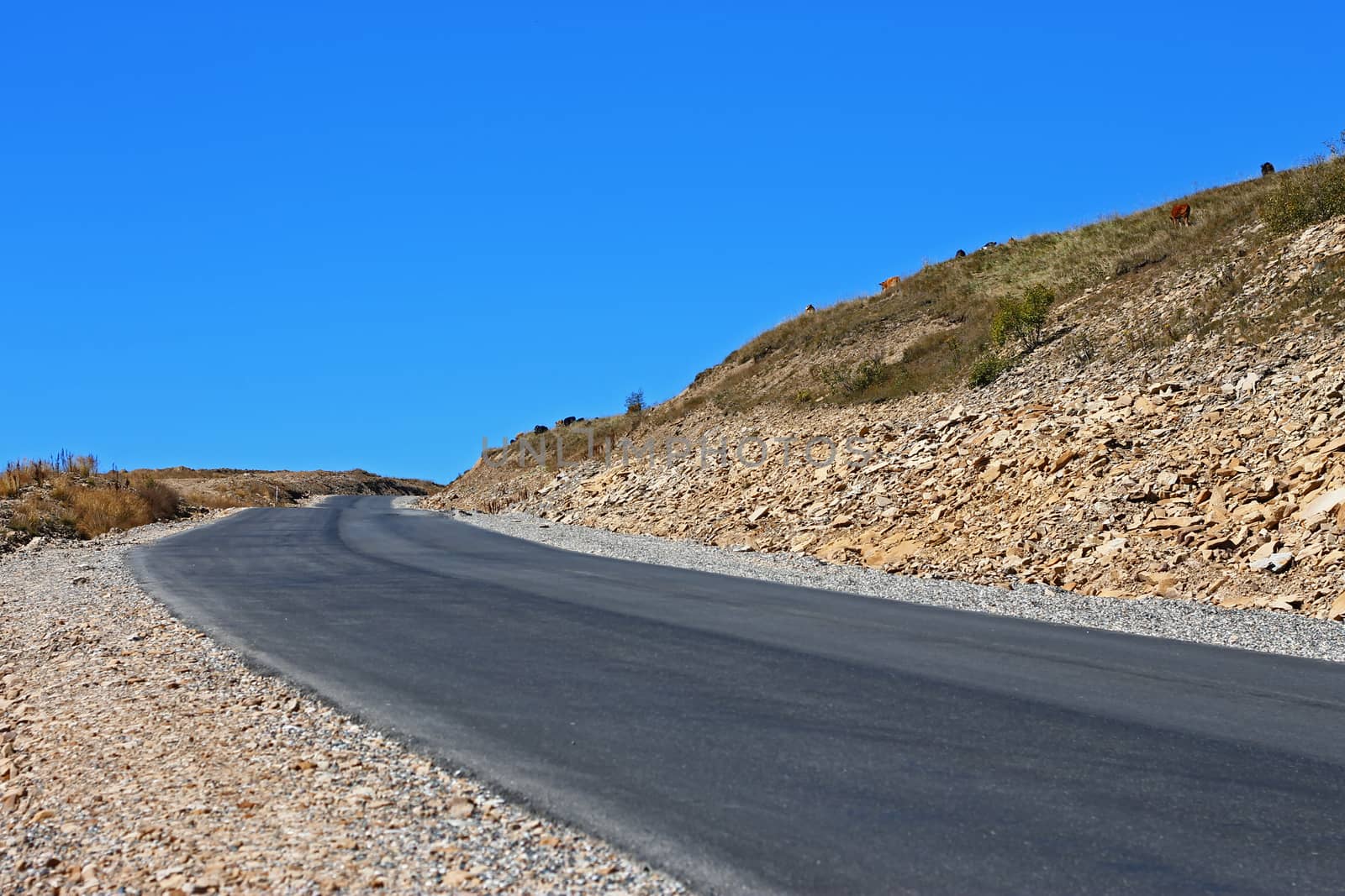 Mountain highway and landscape. North Caucasus travel.