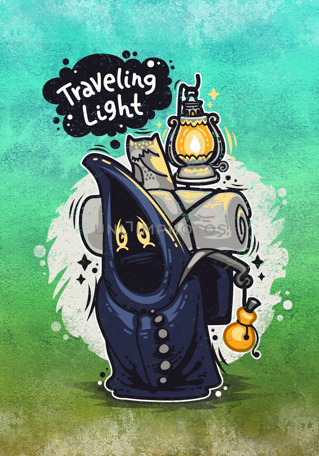 Traveling Light Cartoon Character by voysla