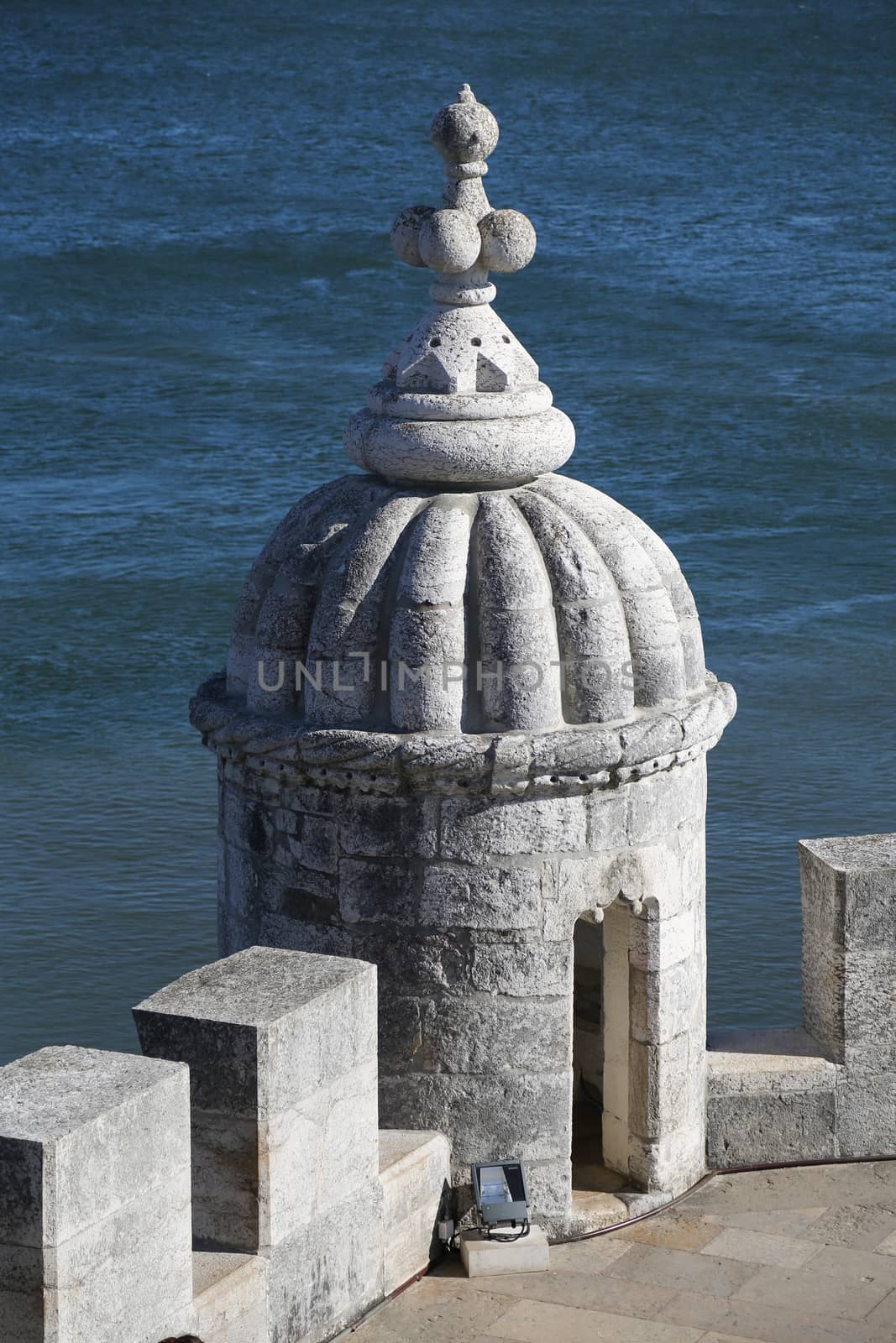 Details of the fortified tower of Belem in Lisbon, Portugal