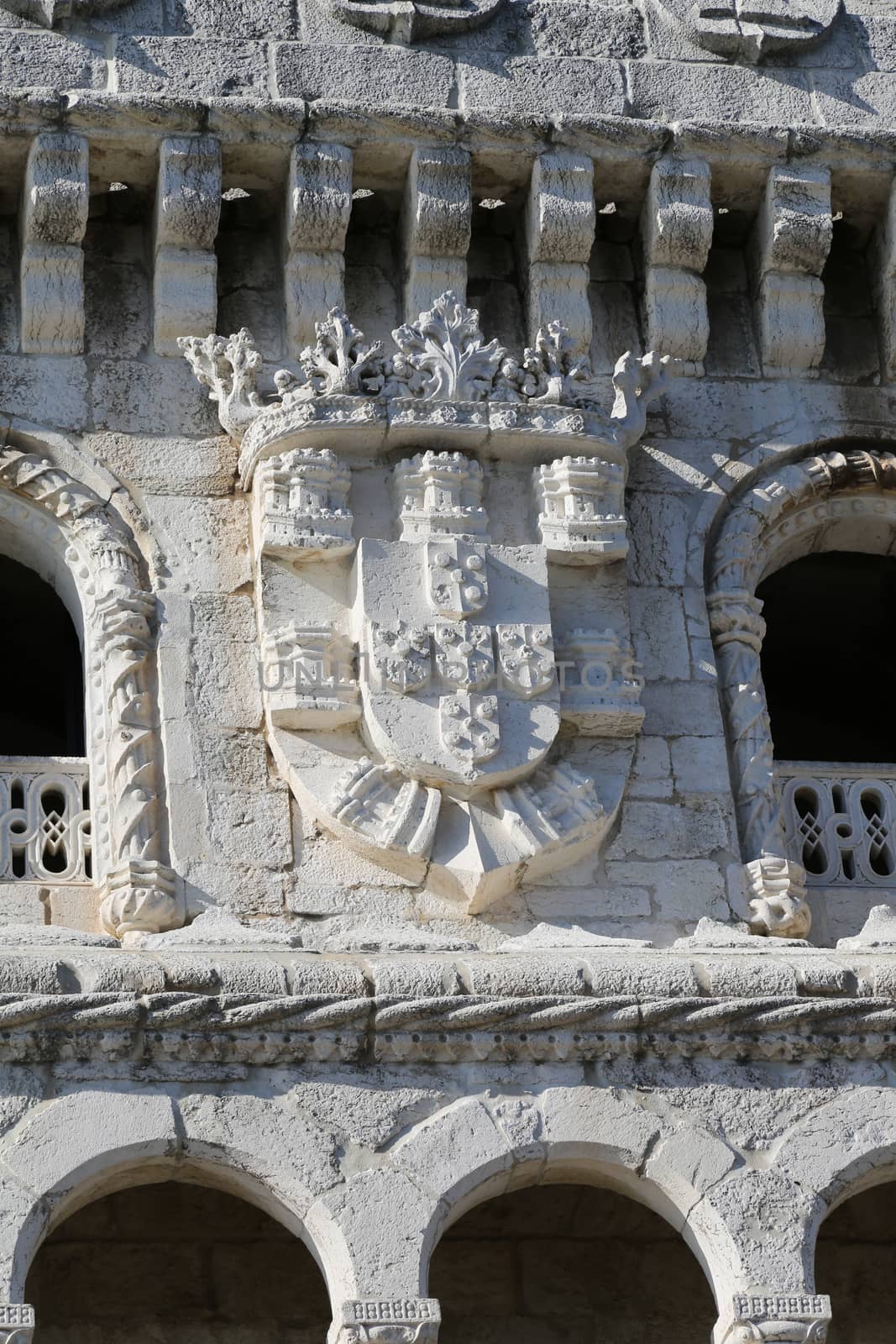 Details of the fortified tower of Belem in Lisbon, Portugal