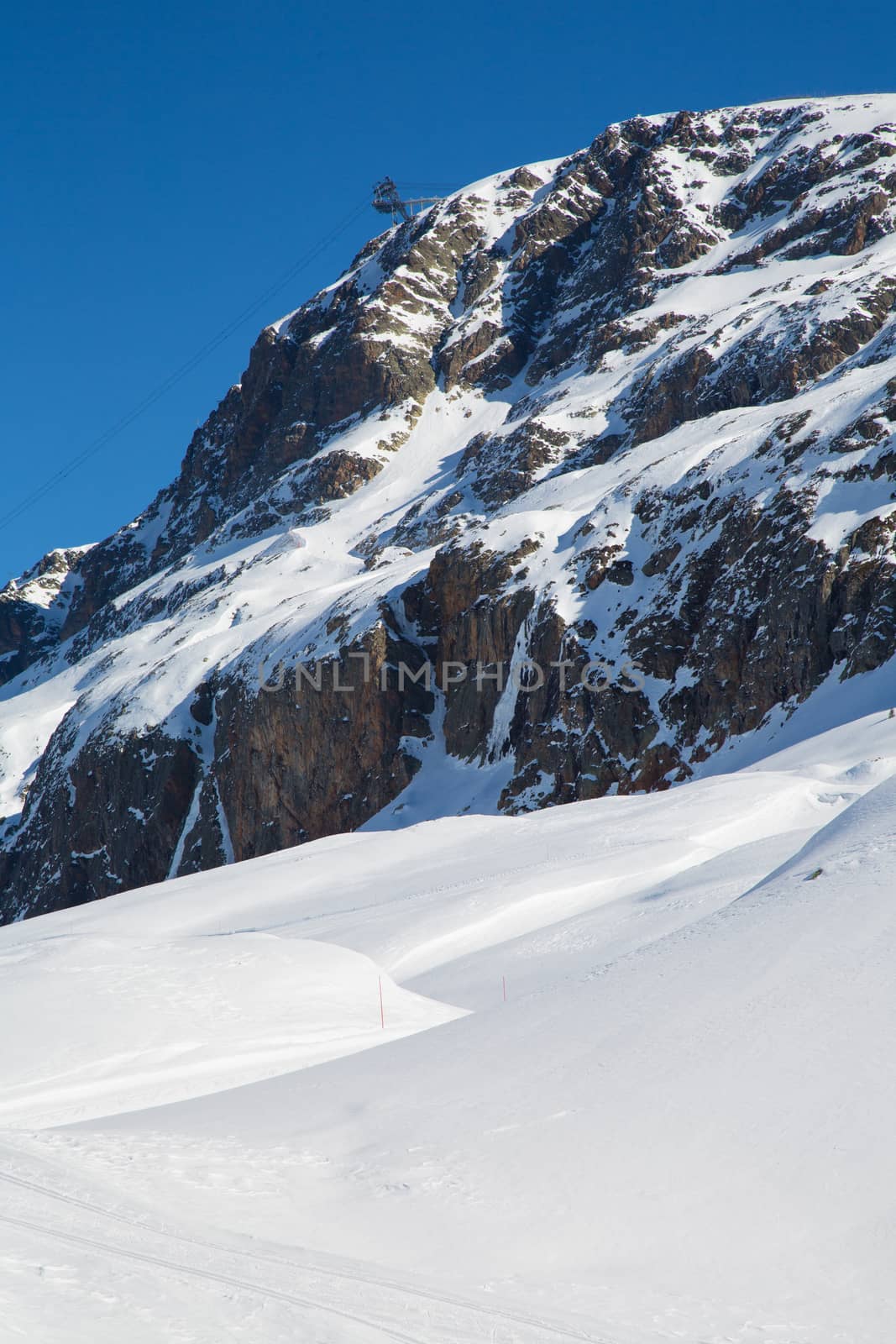 Mountain around the Oz en Oisans Station in the French Alps