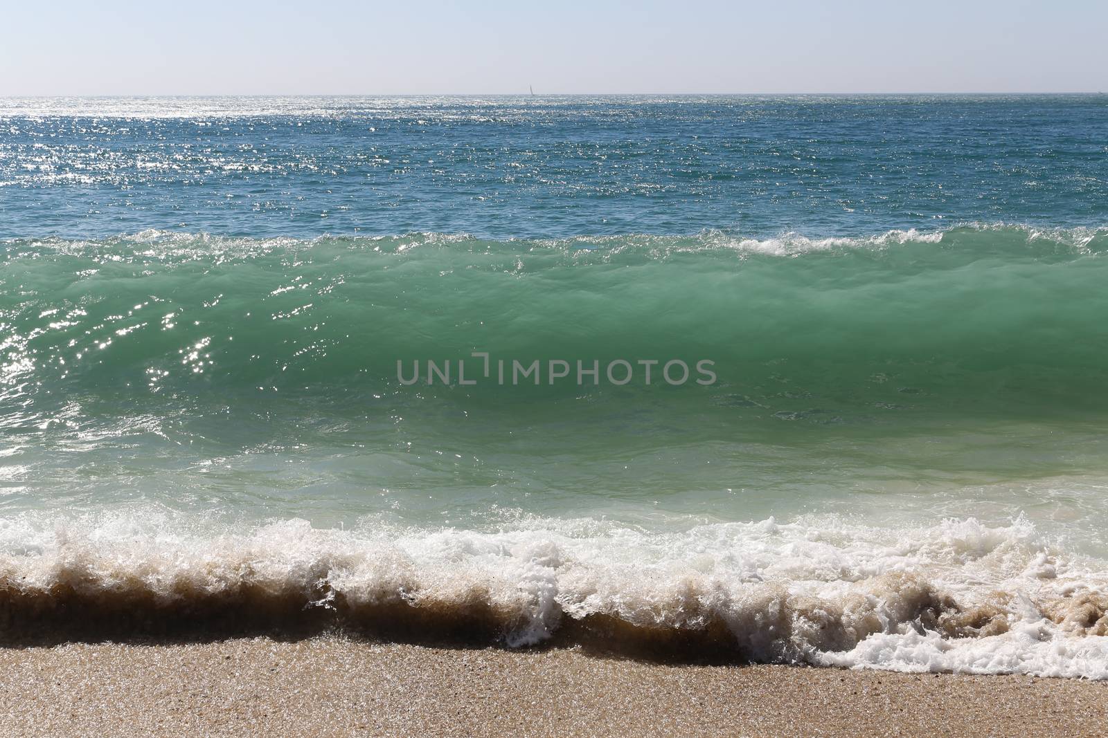 The wild beach of Nazare in Portugal 
