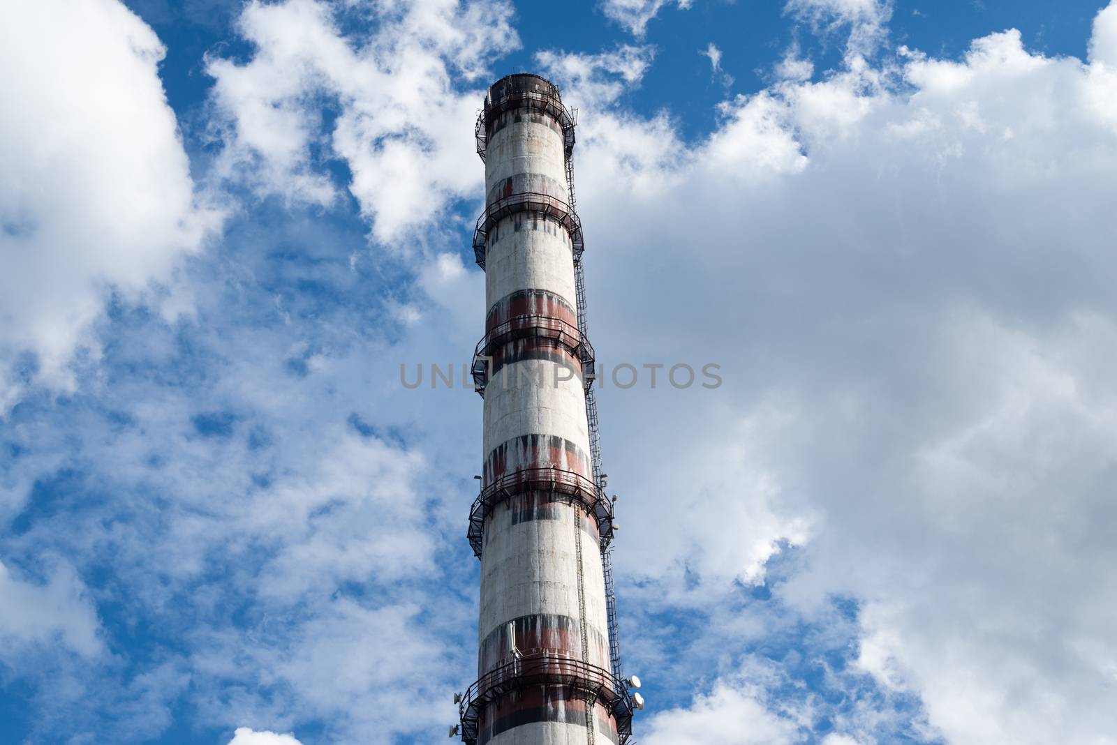 Smoke stack of the industrial plant by rootstocks