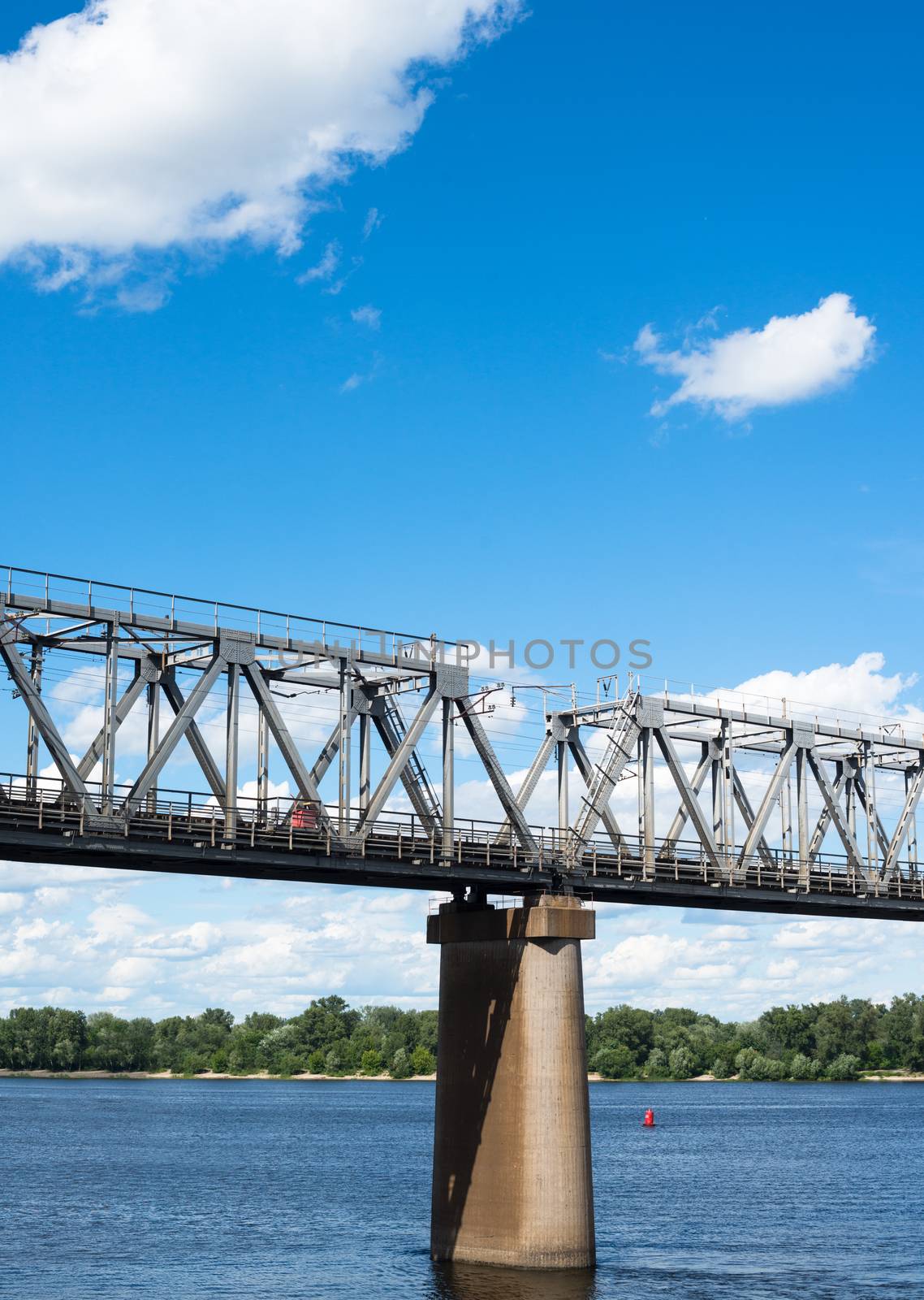 One of the piers supporting the railroad bridge across the Dnieper in Kyiv