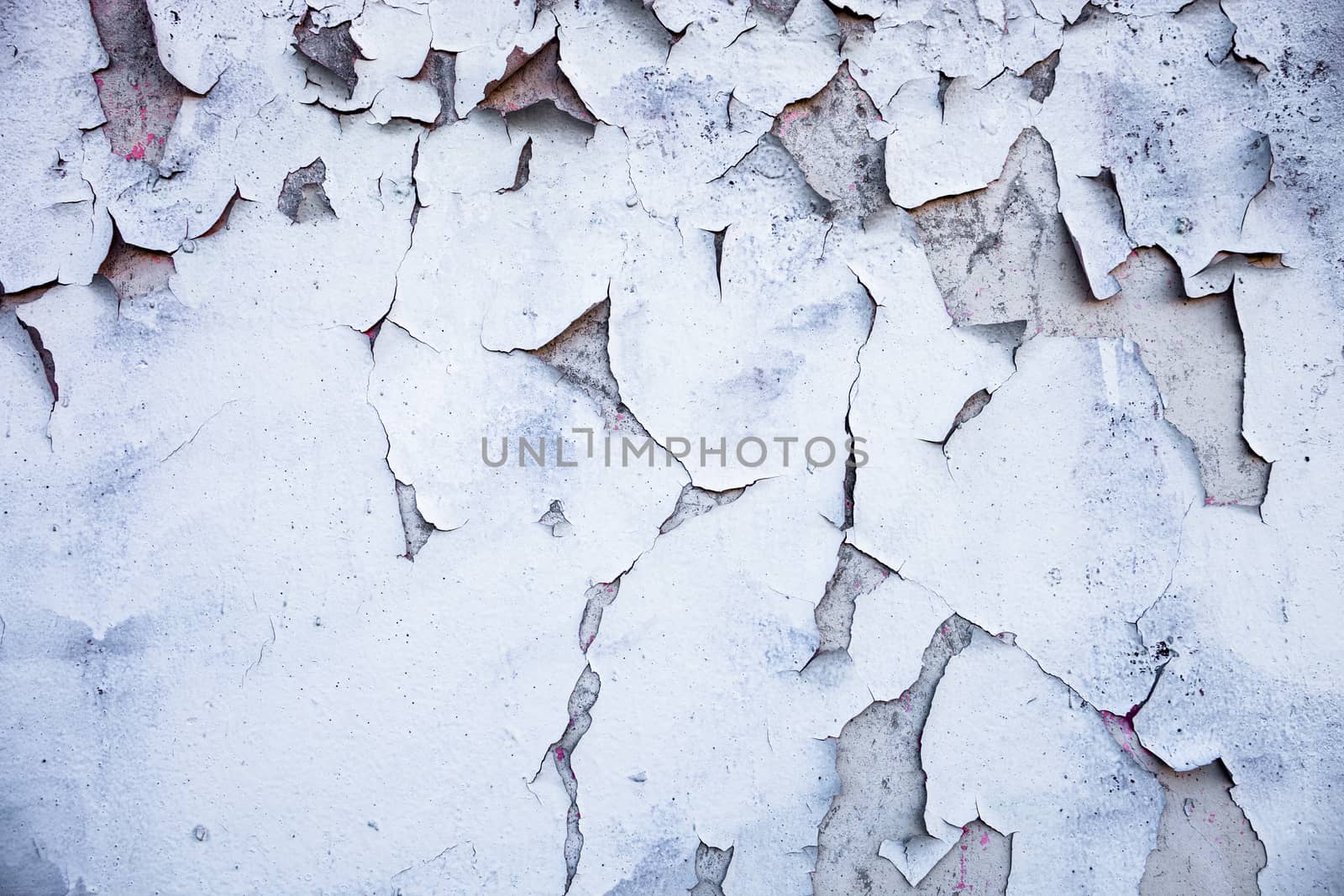 Cracked whitewashed wall with rich and various texture.