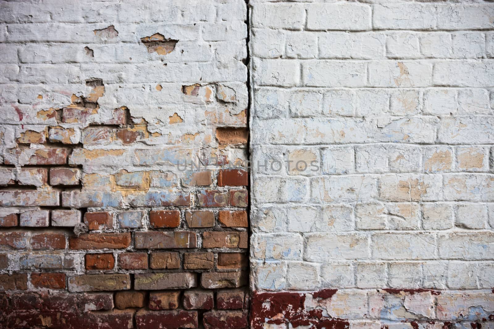 Old whitewashed brick walls with rich texture.