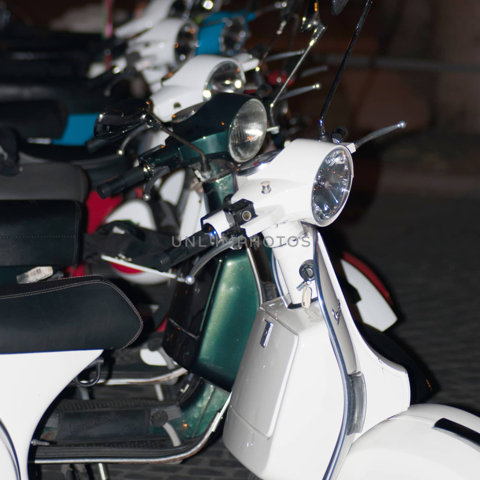 Old Italian Vespa scooter exposed in road