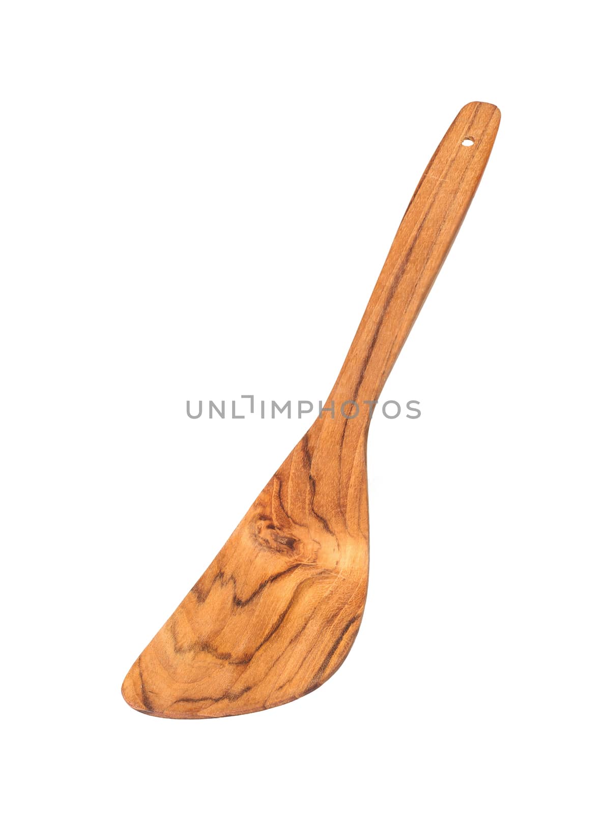 long-handle ladle made from teak isolated on white background