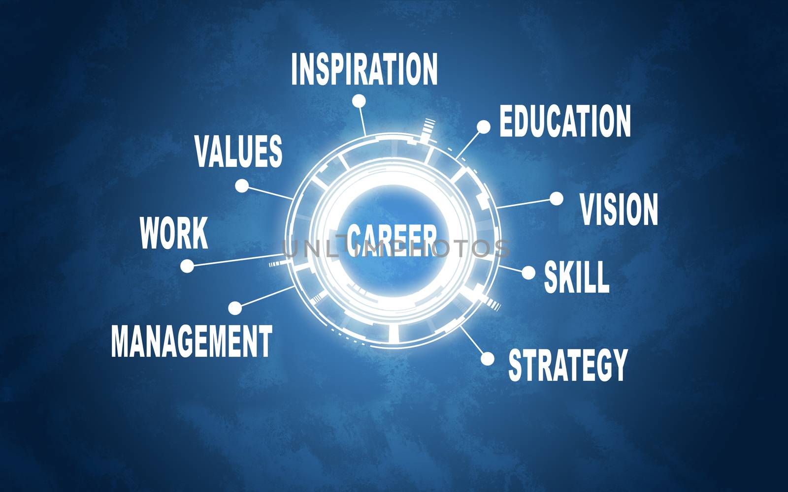 Abstract career concept. Work, study and career. Blue texture as backdrop