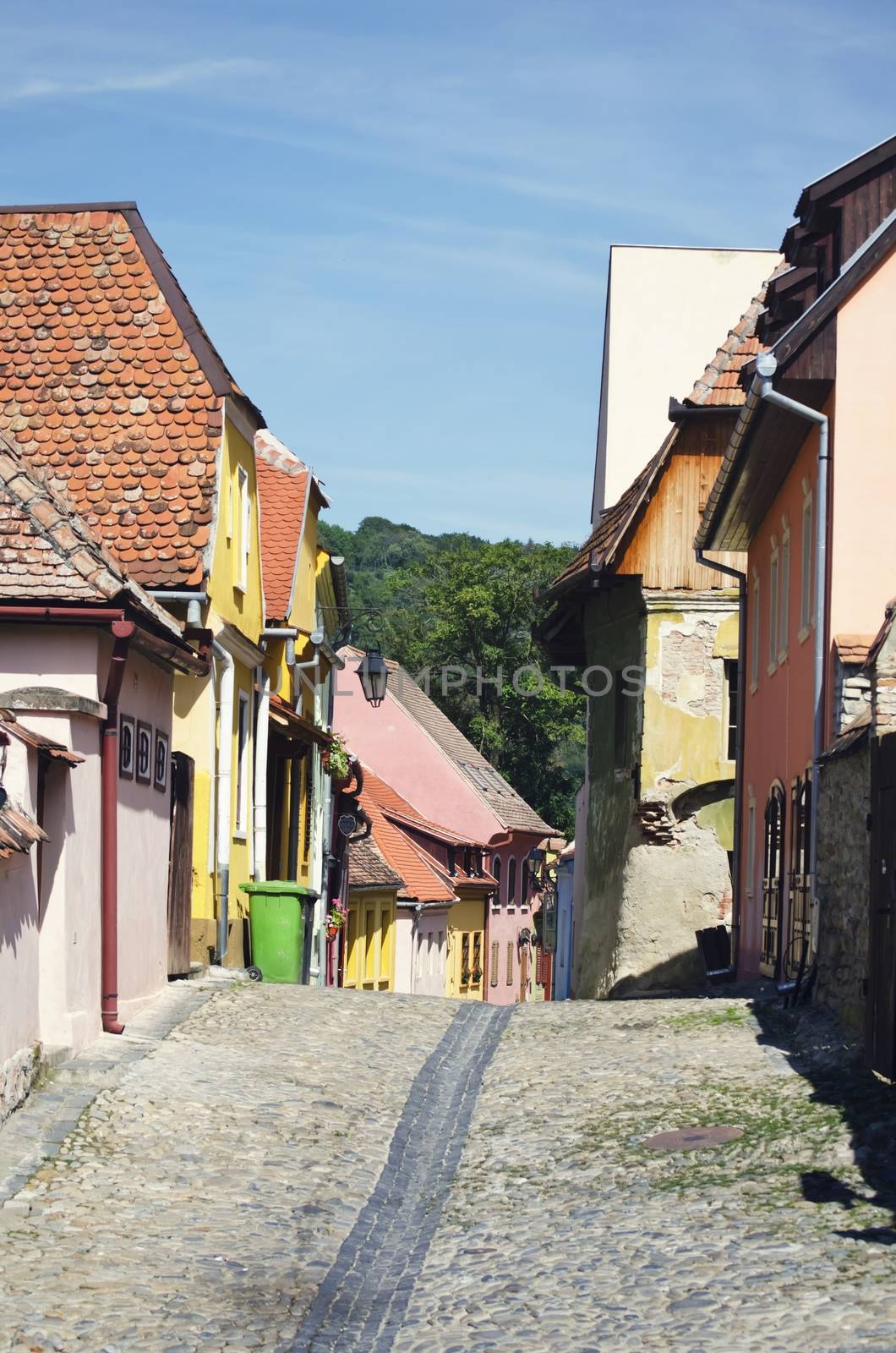 Medieval Town Sighisoara in Romania,Transylvania - September 2014: one of the few still inhabited citadels in Europe, UNESCO World Heritage Site