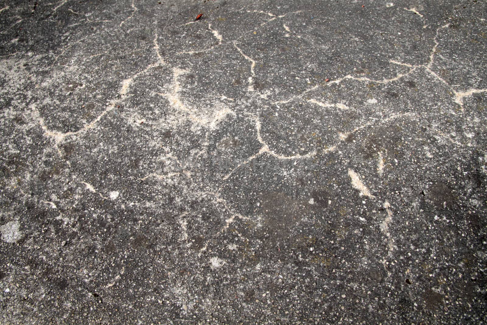 Detail of an old cracked asphalt road