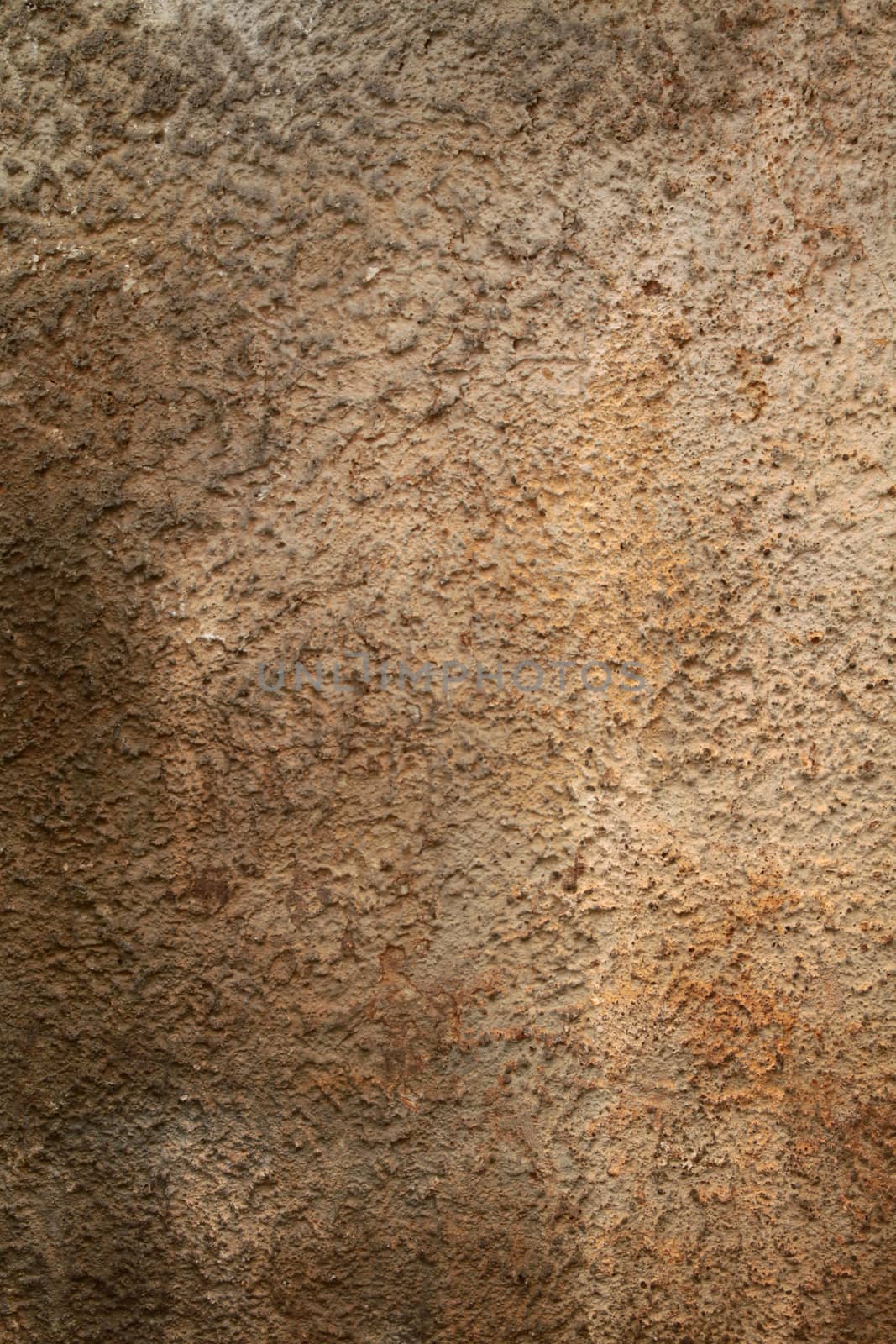 Rusty metal plate orange with a highly textured rust