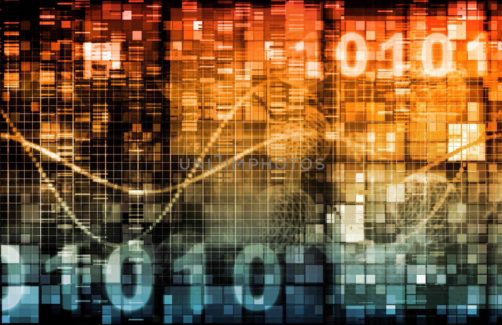 Technology Theme or Themed Background with Binary Data