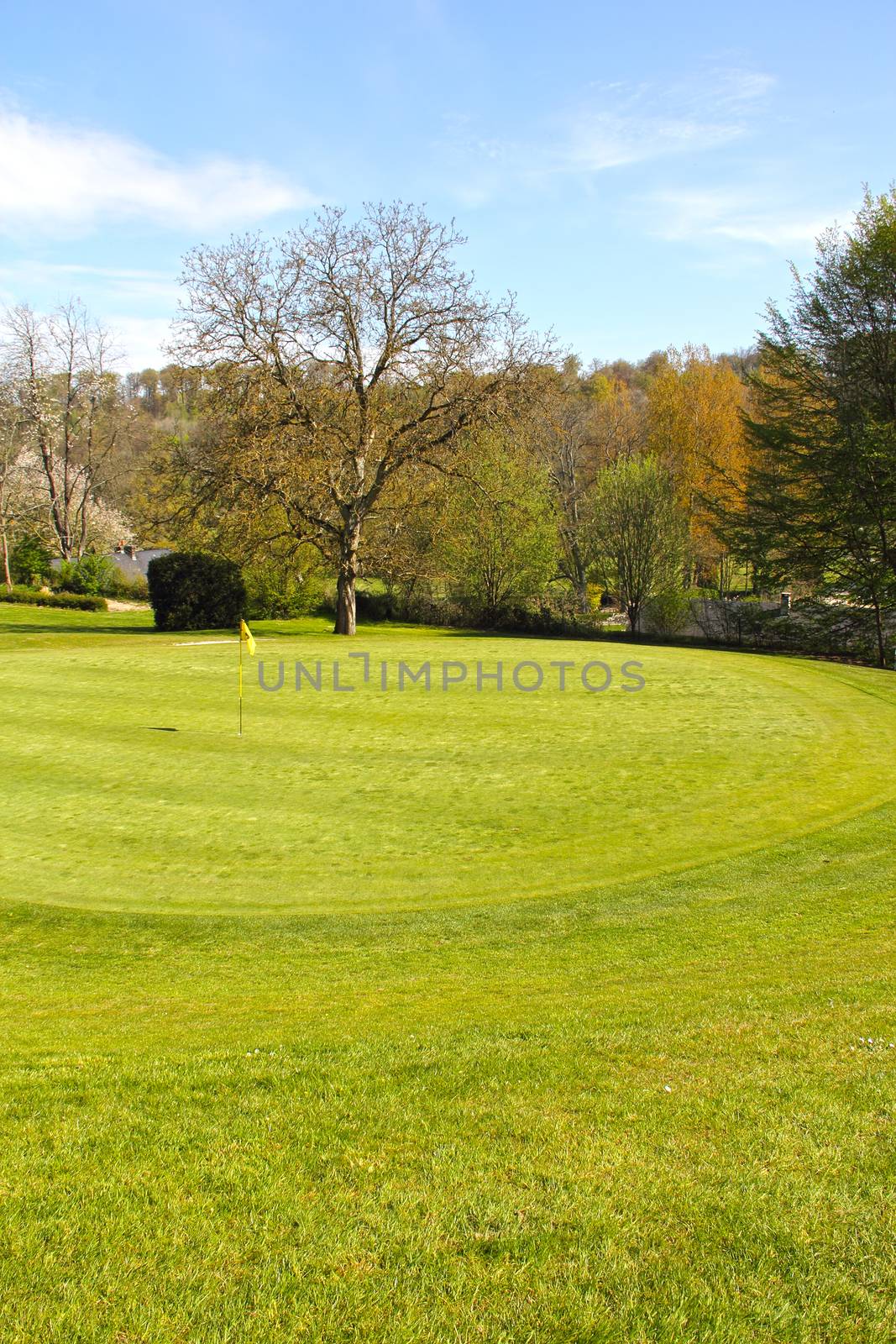 Beautiful spring landscape of golf course in Saint Saens, France