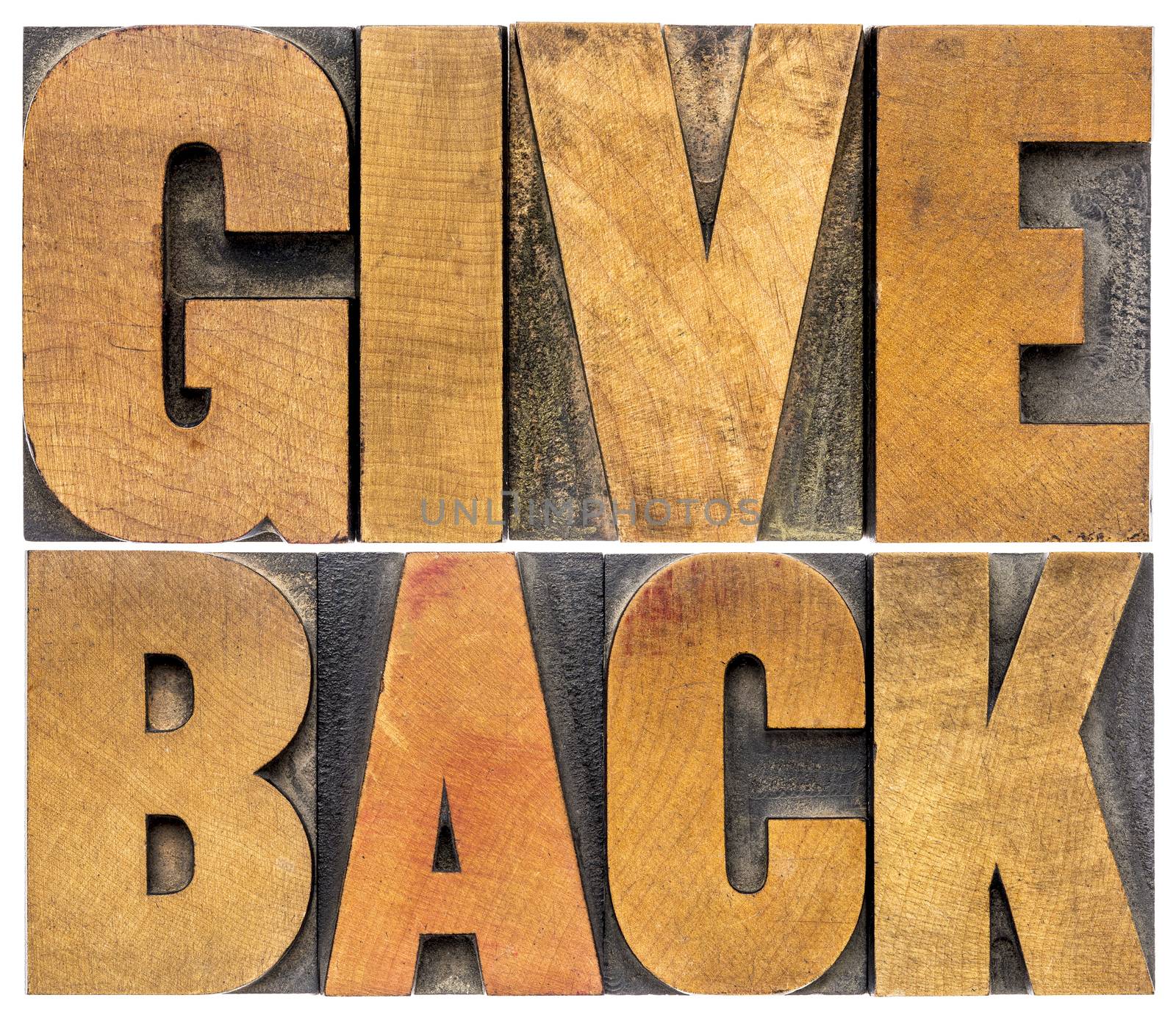 give back typography in wood type by PixelsAway