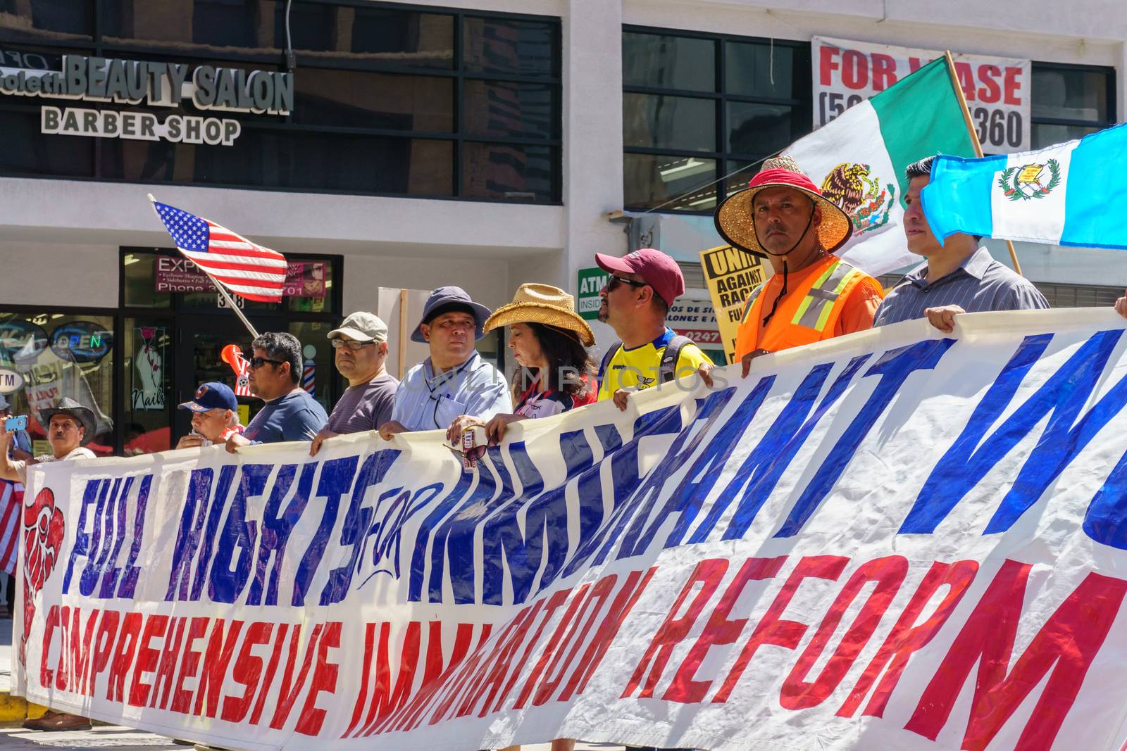 LOS ANGELES, CA/USA - MARCH 28, 2015:  Unidentified participants in an immigration reform rally in the United States.