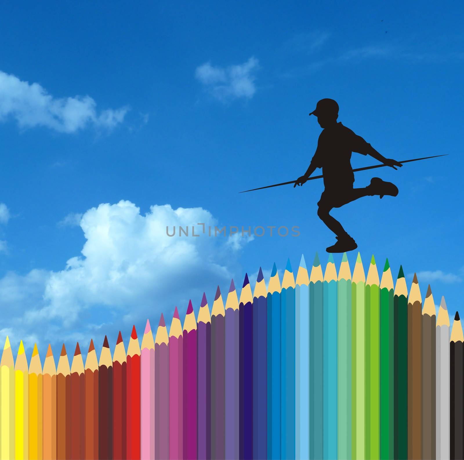 Boy balancing on a pencil by ard1