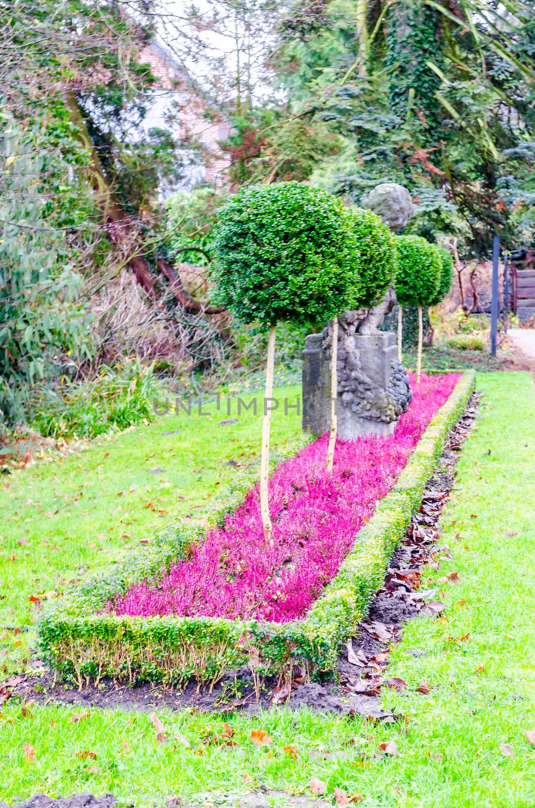 Beautiful Symmetrical garden bed edging as in a French garden.