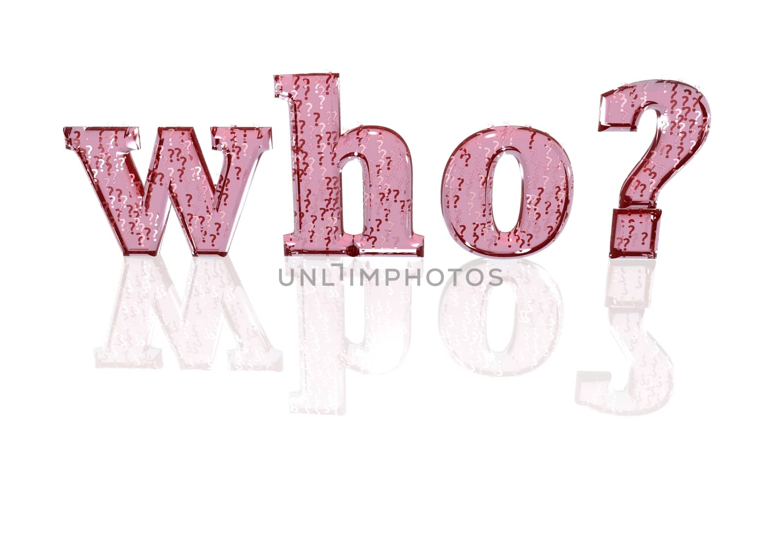 The question who? consisting of a set of small question marks