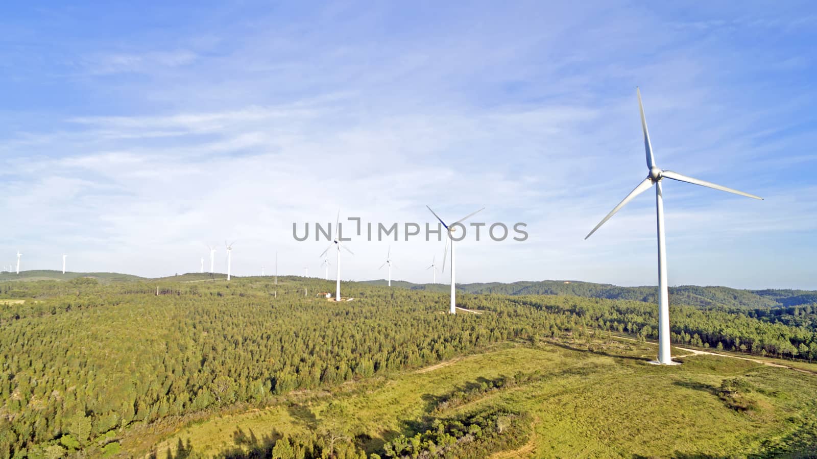 Aerial from windmills in the countryside from Portugal