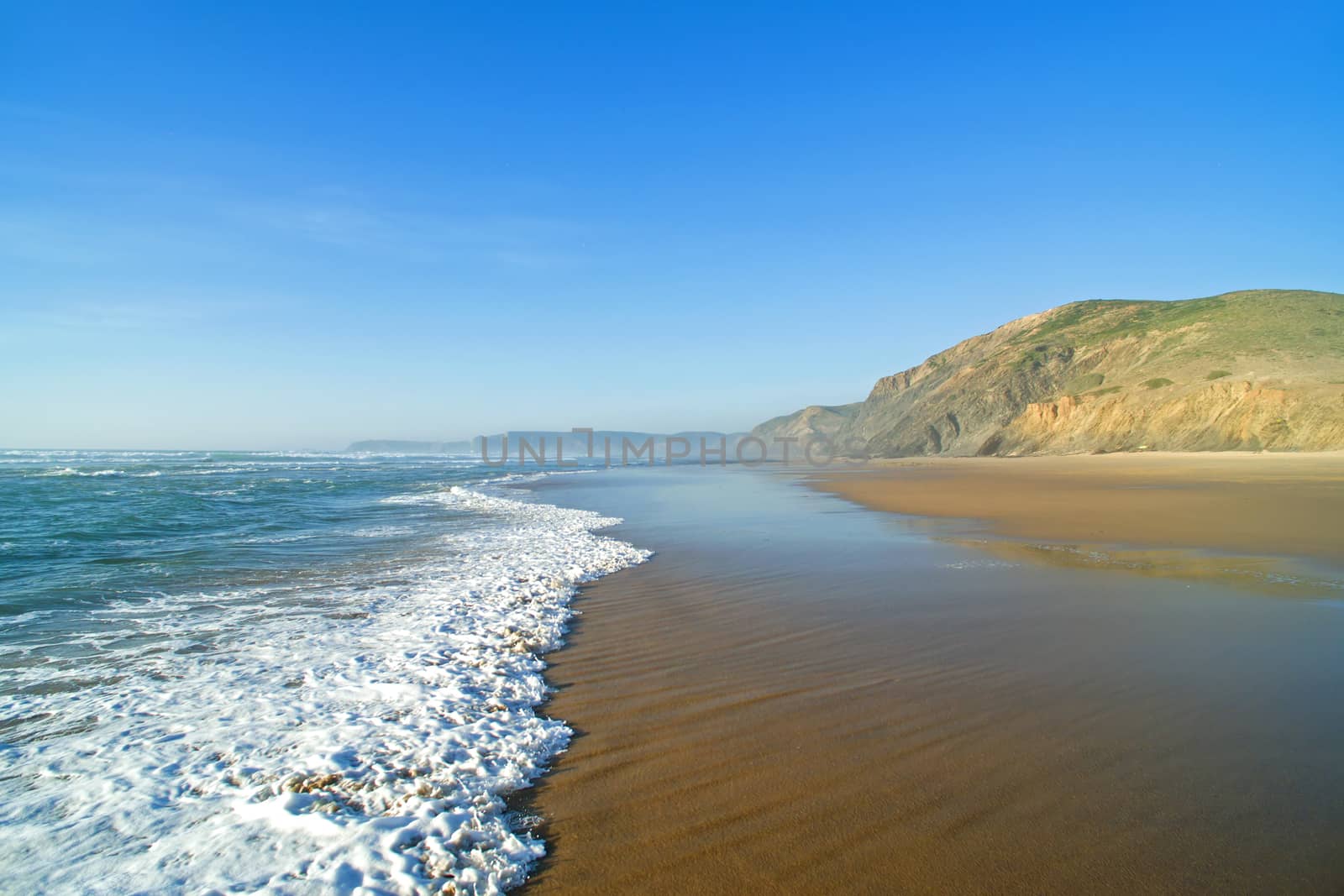 Aerial on Praia Vale Figueiras in Portugal