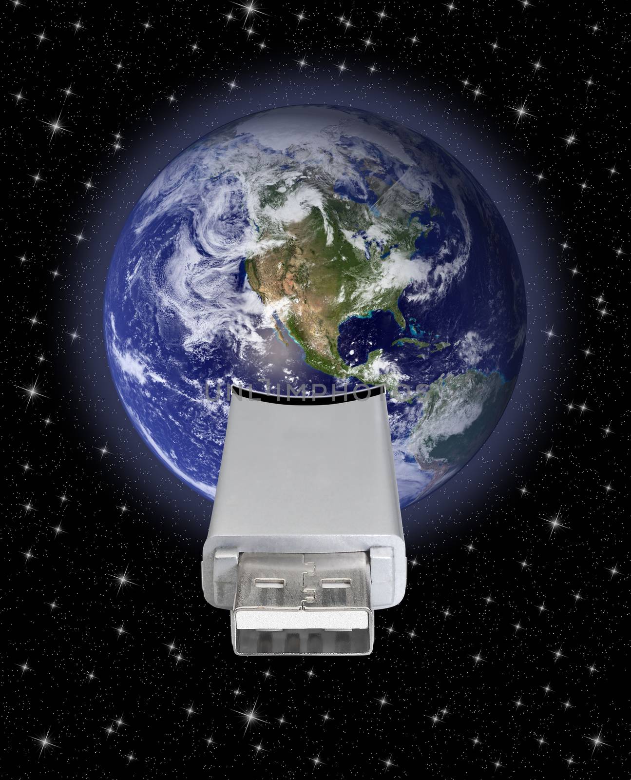 earth globe with usb connection as a concept for world wide connection and communication
