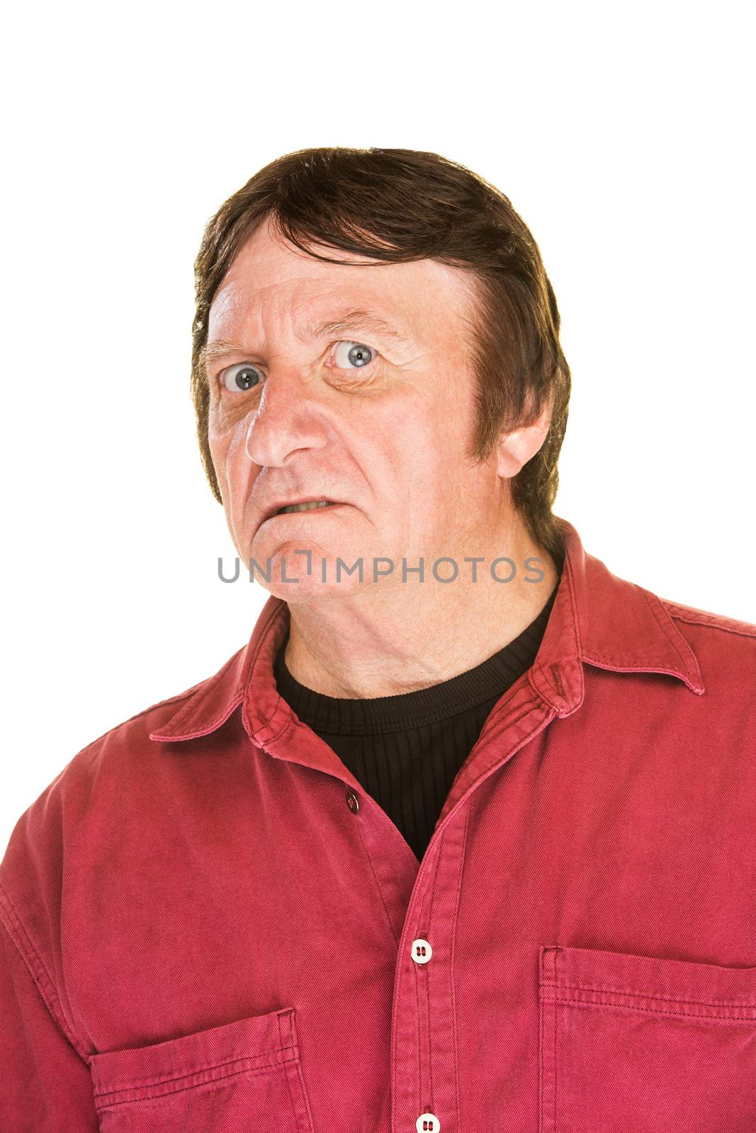 Middle aged white male with uncertain expression