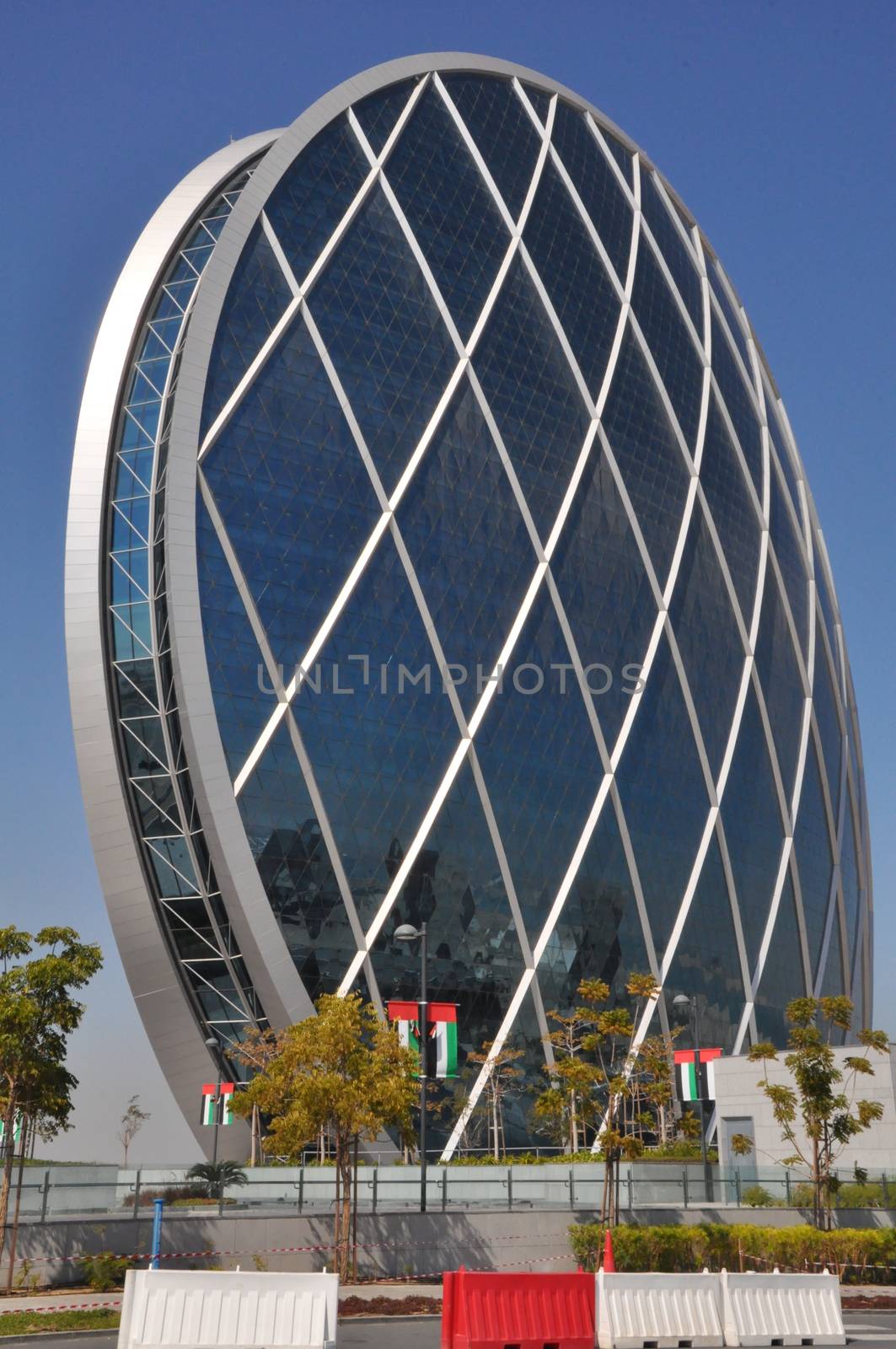 Aldar Headquarters Building in Abu Dhabi, UAE. It is the first circular building of its kind in the Middle East.