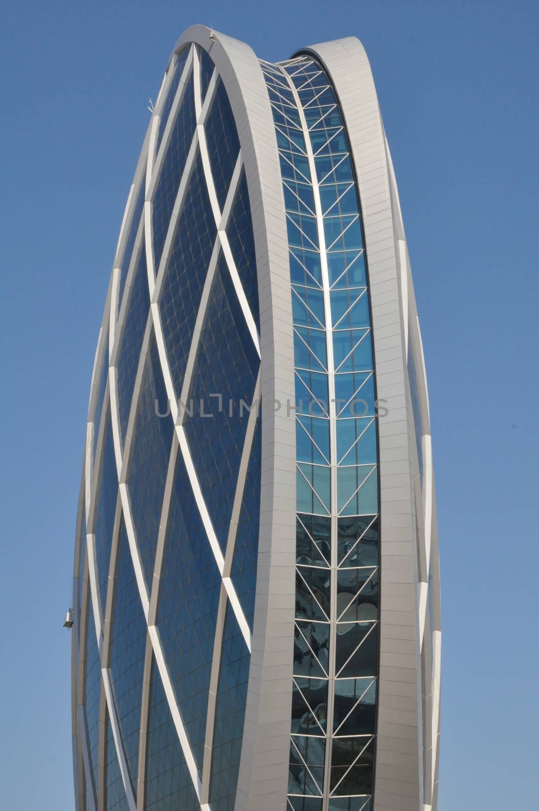 Aldar Headquarters Building in Abu Dhabi, UAE. It is the first circular building of its kind in the Middle East.