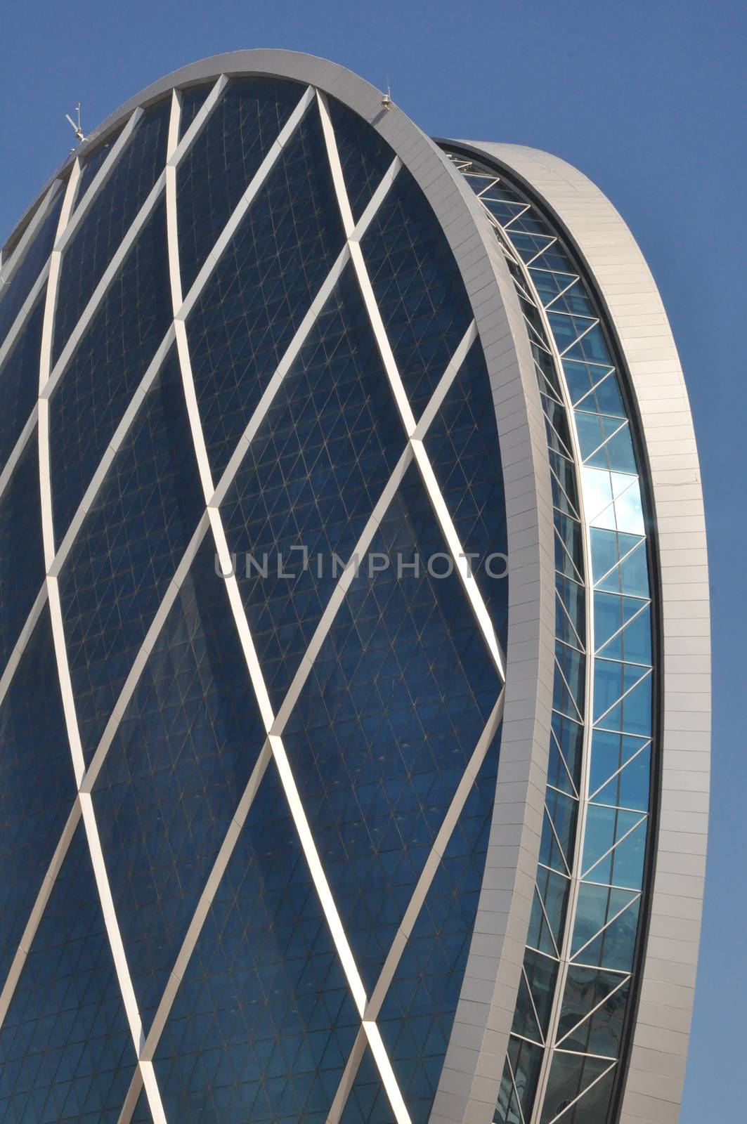 Aldar Headquarters Building in Abu Dhabi, UAE. It is the first circular building of its kind in the Middle East.